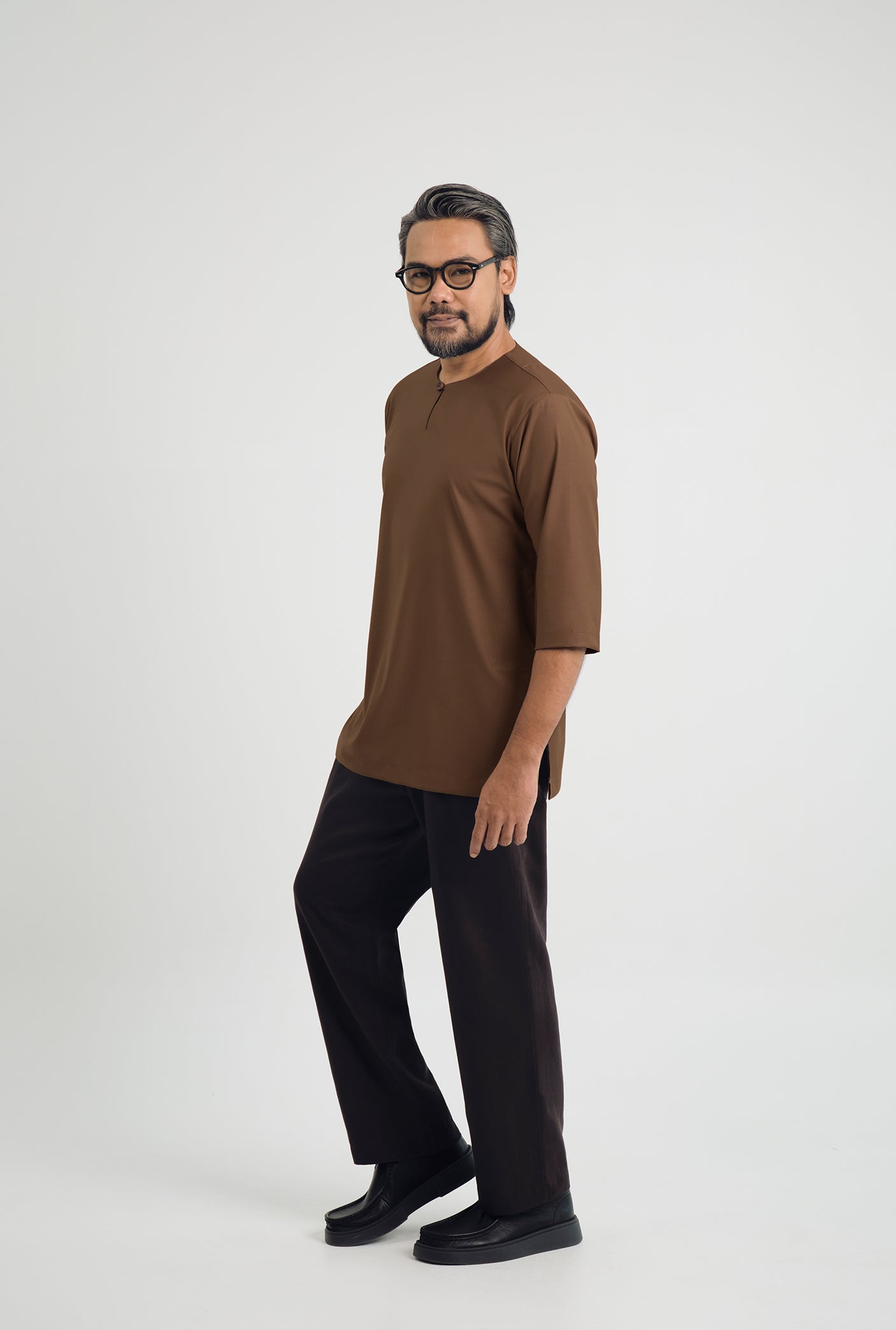 Patawali Three Quarter Sleeve Top - Coffee Brown
