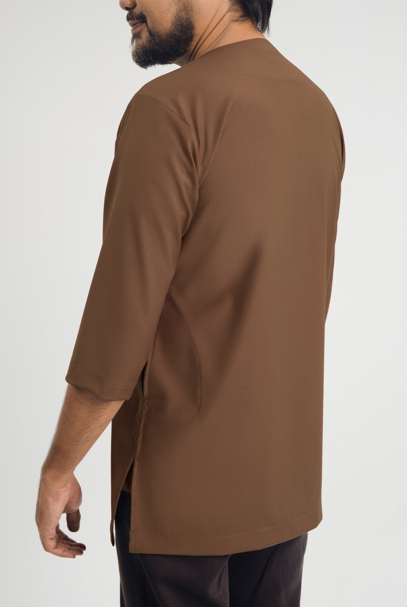 Patawali Three Quarter Sleeve Top - Coffee Brown