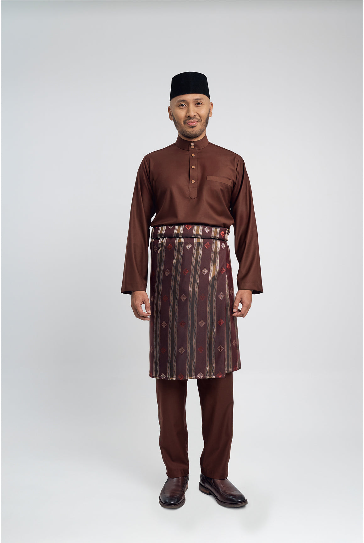 Patawali Modern Fit Baju Melayu Cekak Musang - Bean Brown