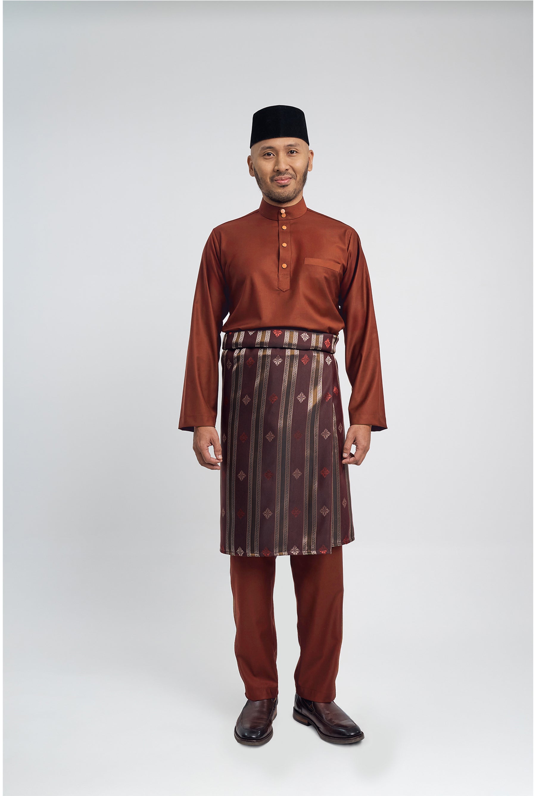 Patawali Modern Fit Baju Melayu Cekak Musang - Bean Brown