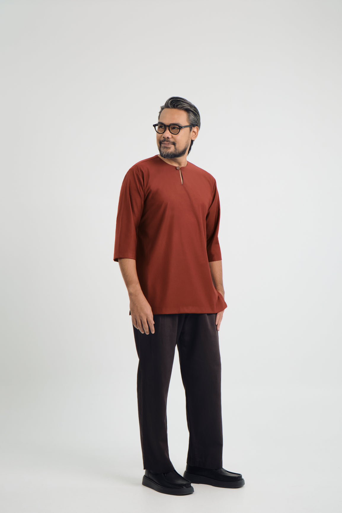 Patawali Three Quarter Sleeve Top - Bean Brown