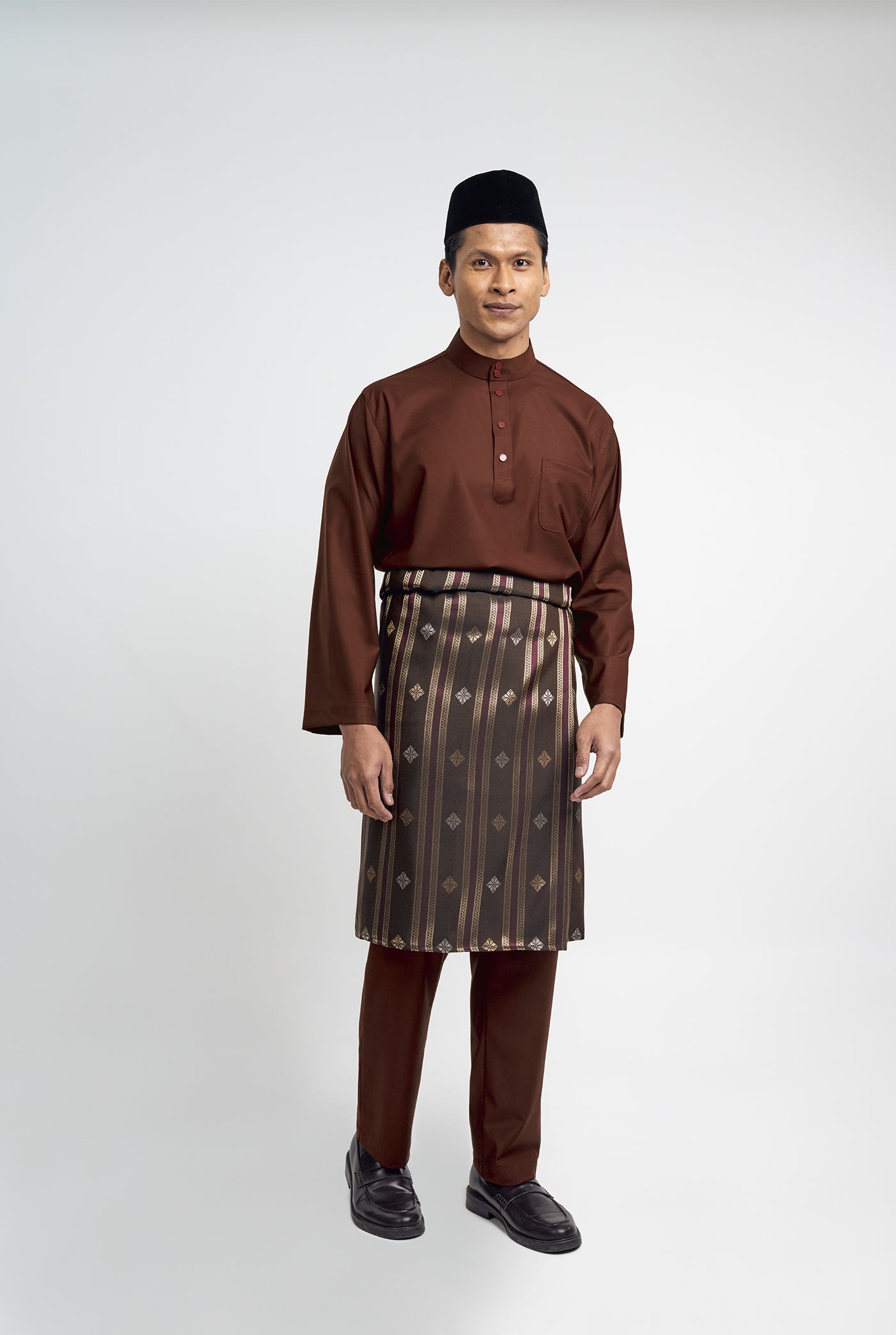 Patawali Classic Fit Baju Melayu Cekak Musang - Bean Brown