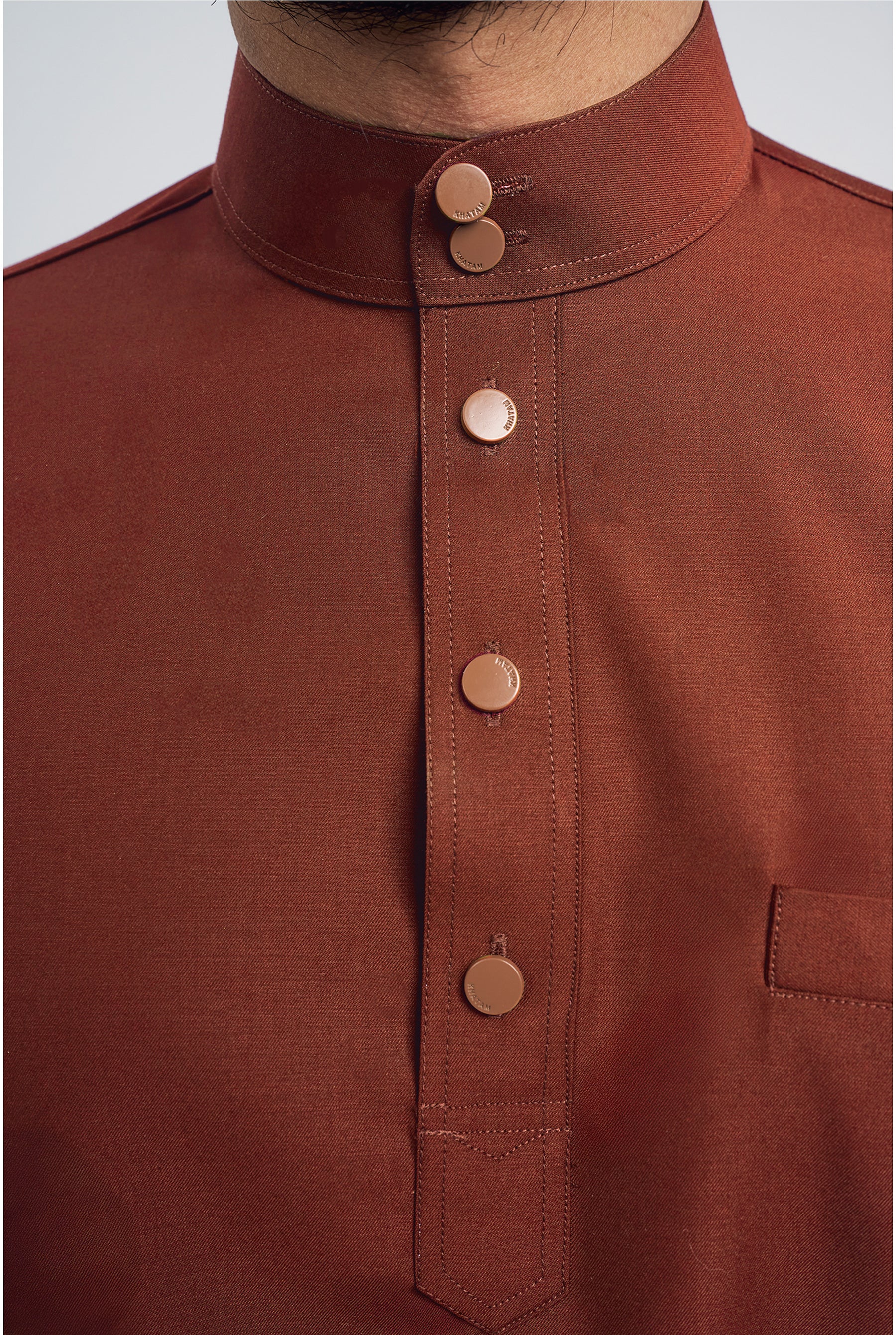 Patawali Modern Fit Baju Melayu Cekak Musang - Bean Brown