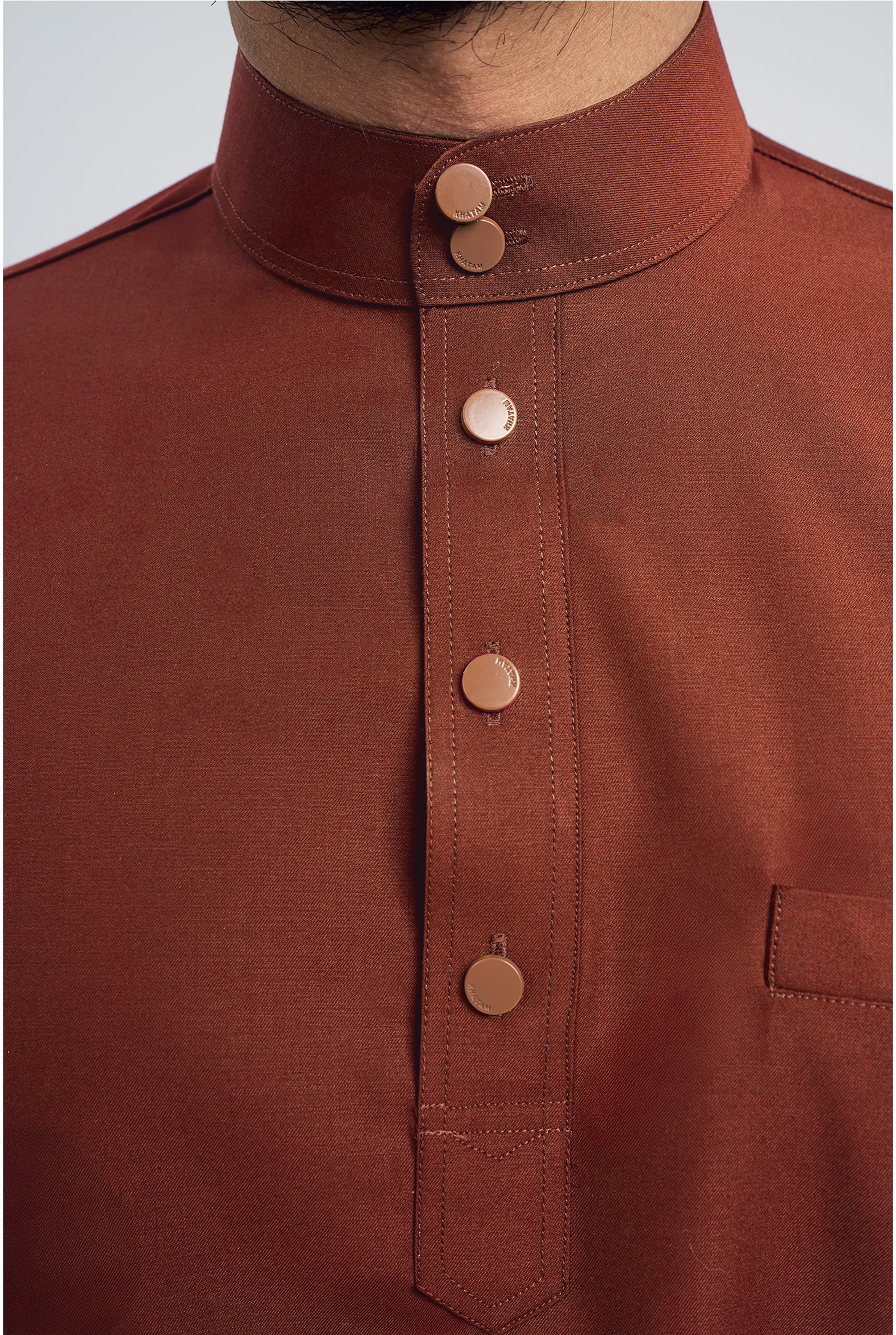 Patawali Modern Fit Baju Melayu Cekak Musang - Bean Brown
