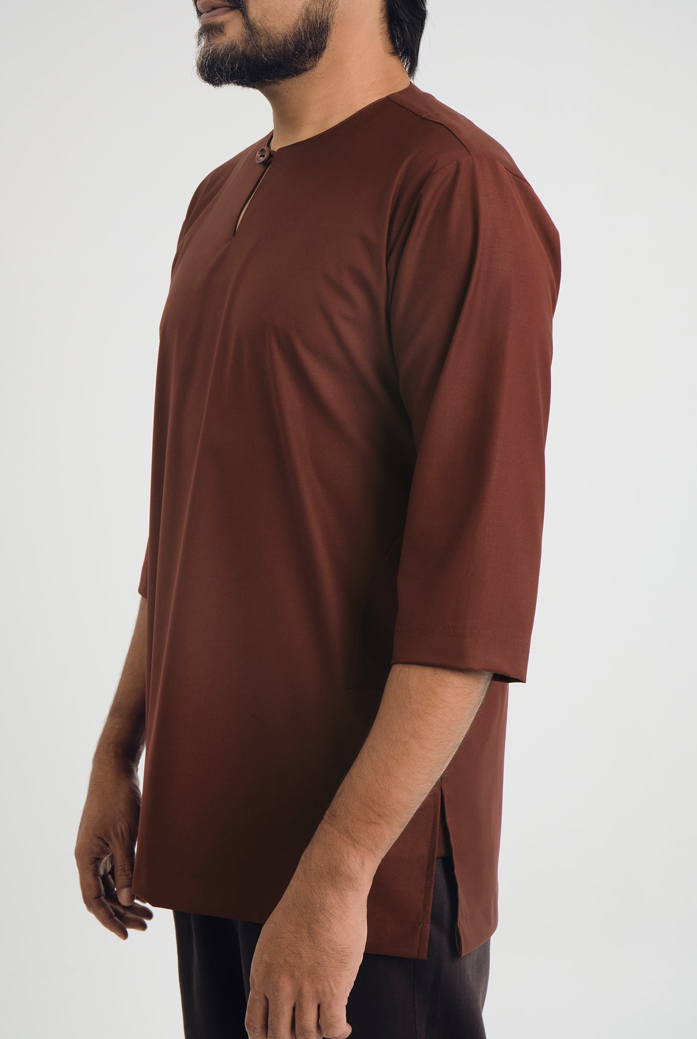 Patawali Three Quarter Sleeve Top - Bean Brown
