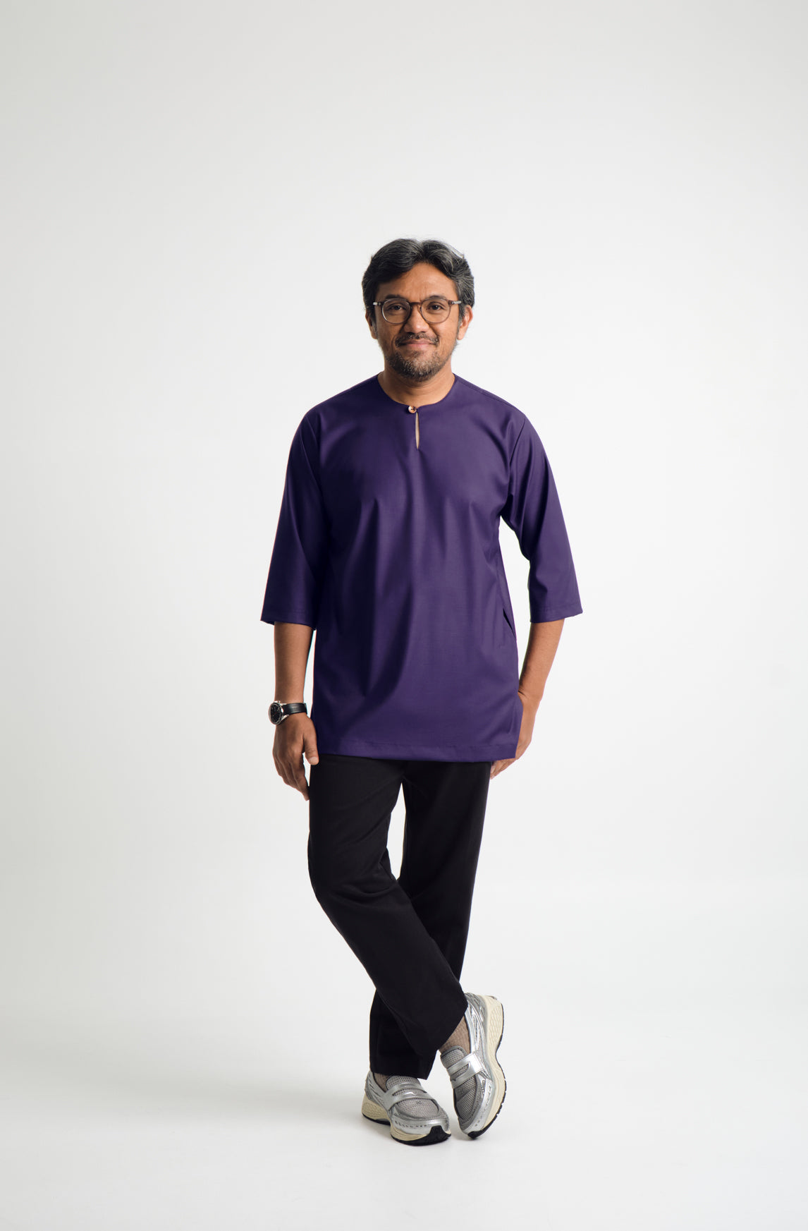 Patawali Three Quarter Sleeve Top - Dark Indigo