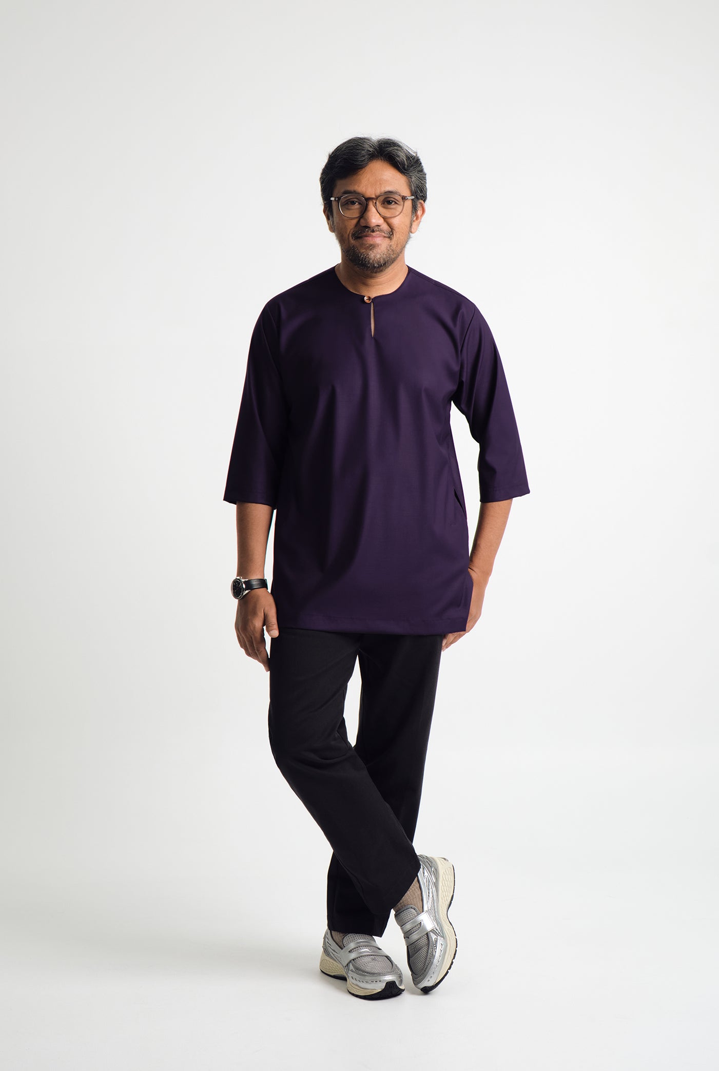 Patawali Three Quarter Sleeve Top - Dark Indigo