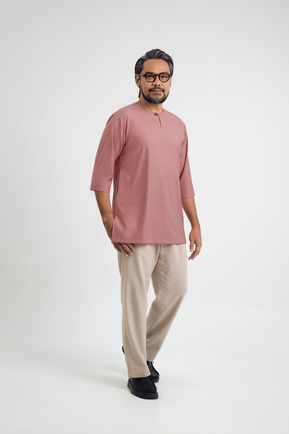 Patawali Three Quarter Sleeve Top - Smokey Pink