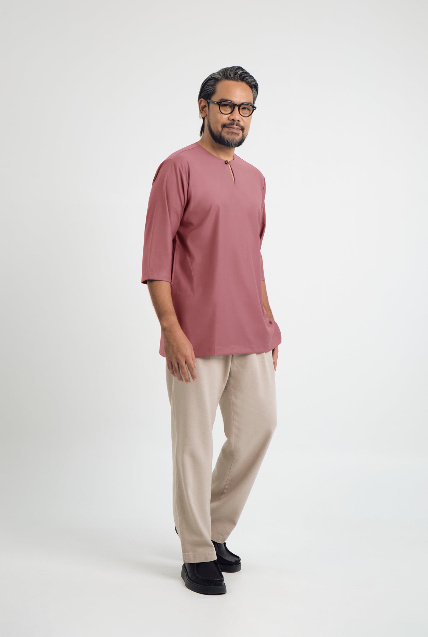 Patawali Three Quarter Sleeve Top - Dark Rose