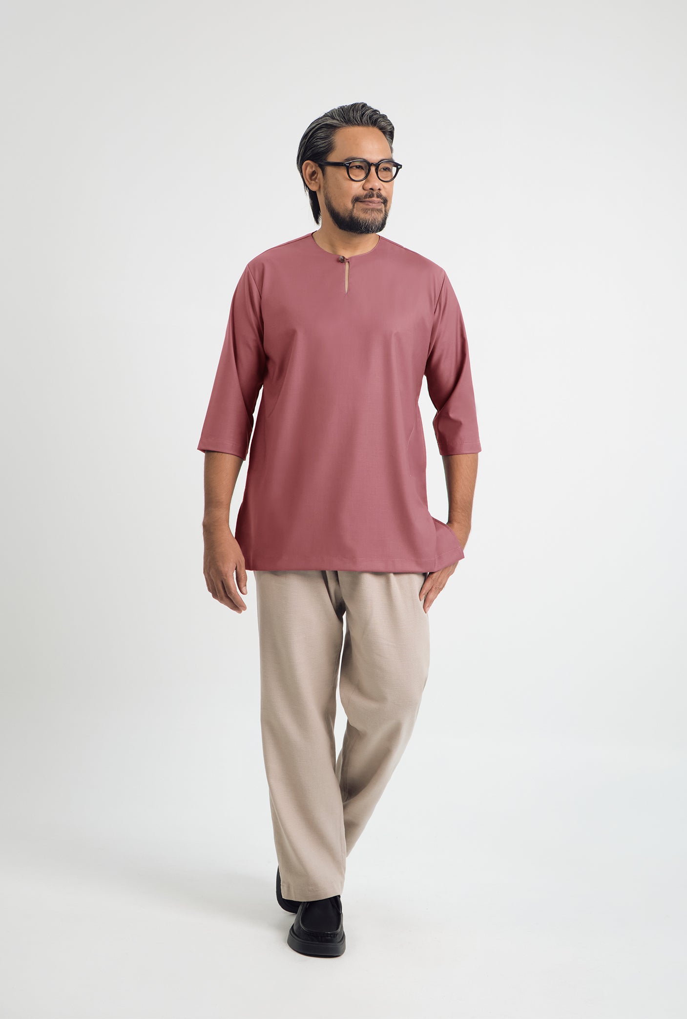 Patawali Three Quarter Sleeve Top - Dark Rose