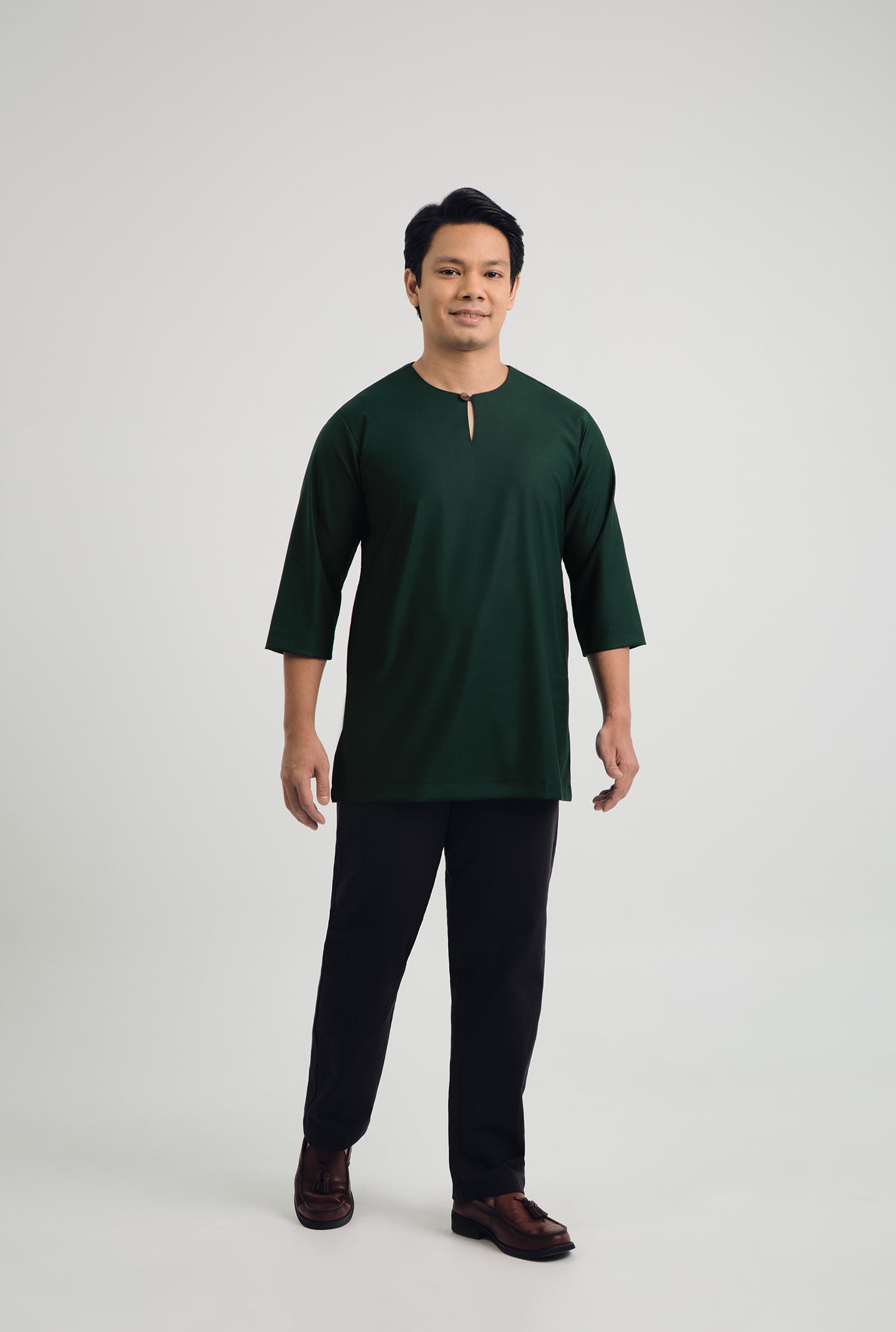 Patawali Three Quarter Sleeve Top - Deep Green