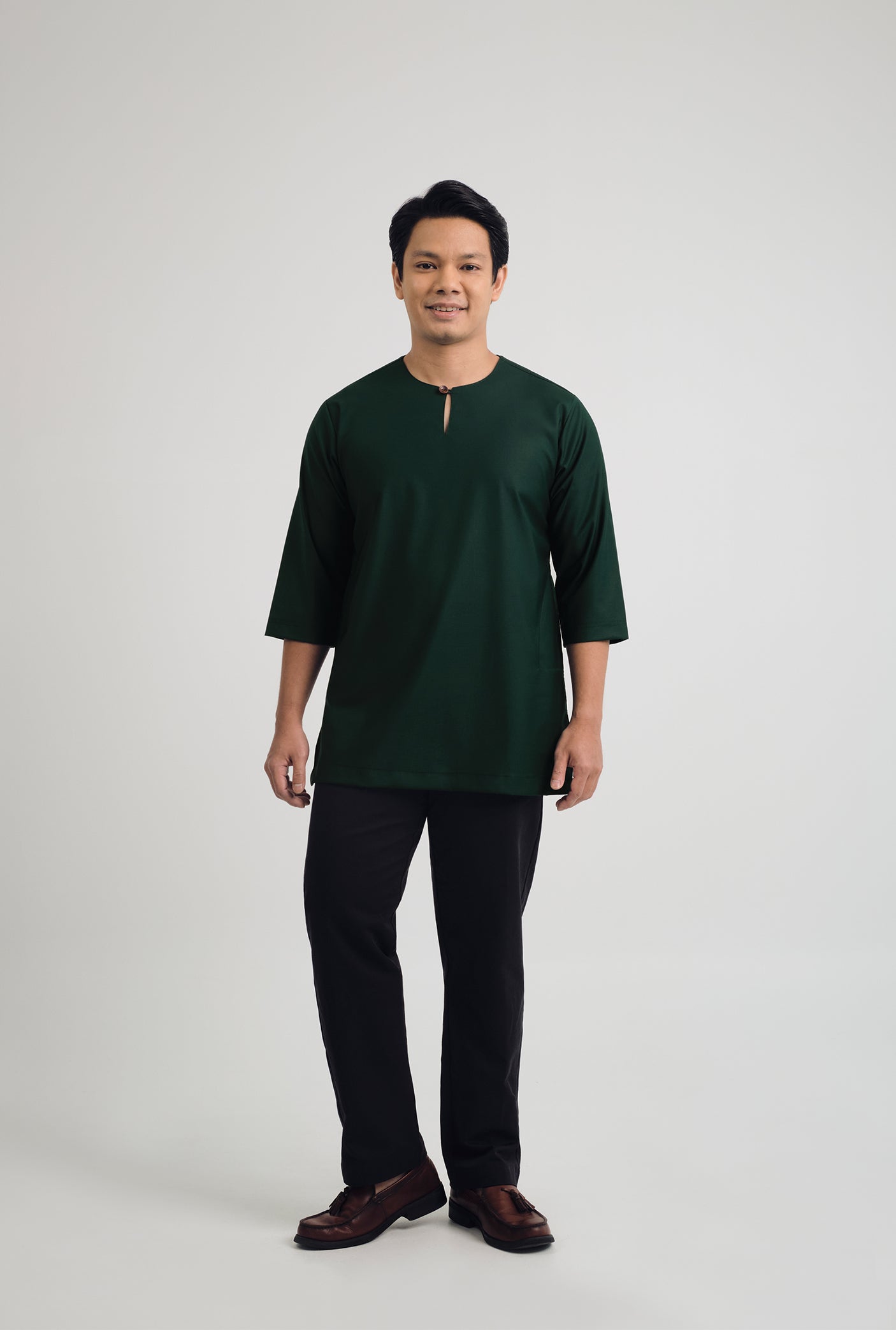 Patawali Three Quarter Sleeve Top - Deep Green