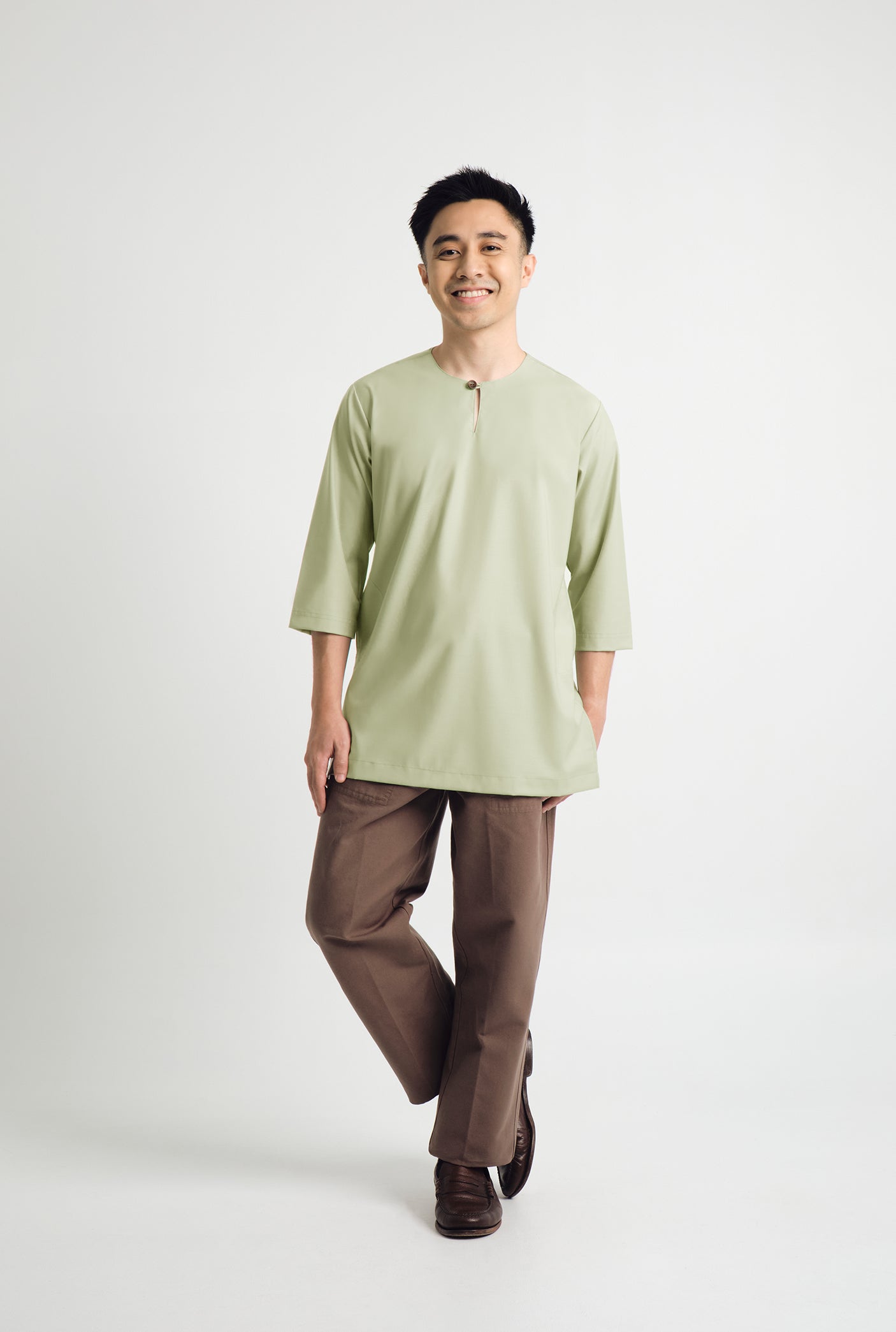 Patawali Three Quarter Sleeve Top - Honeydew