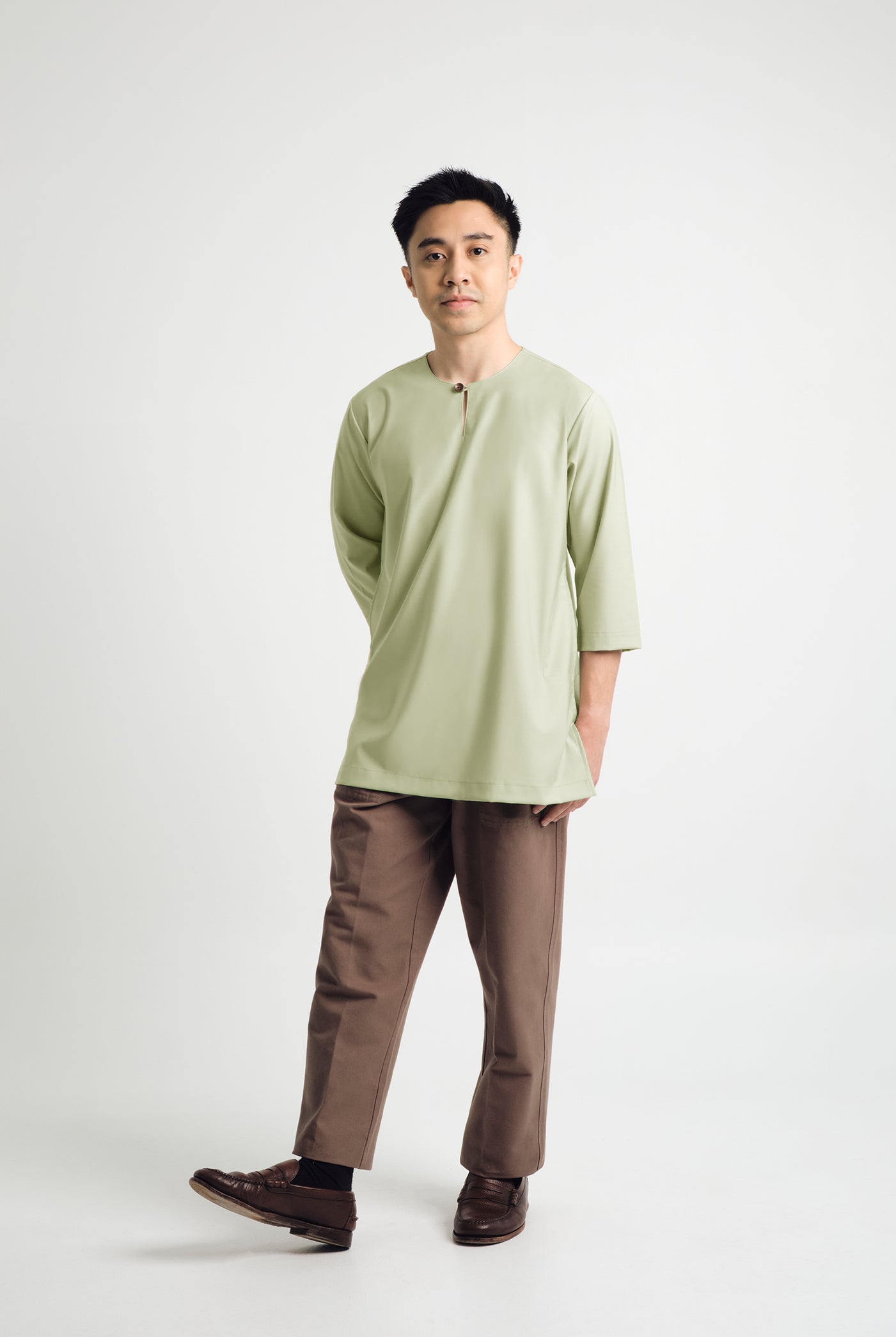 Patawali Three Quarter Sleeve Top - Honeydew