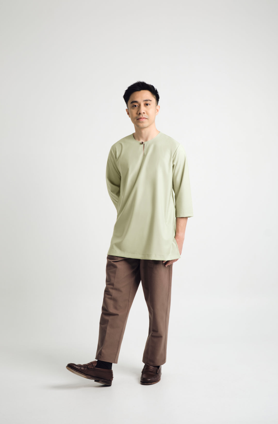 Patawali Three Quarter Sleeve Top - Honeydew