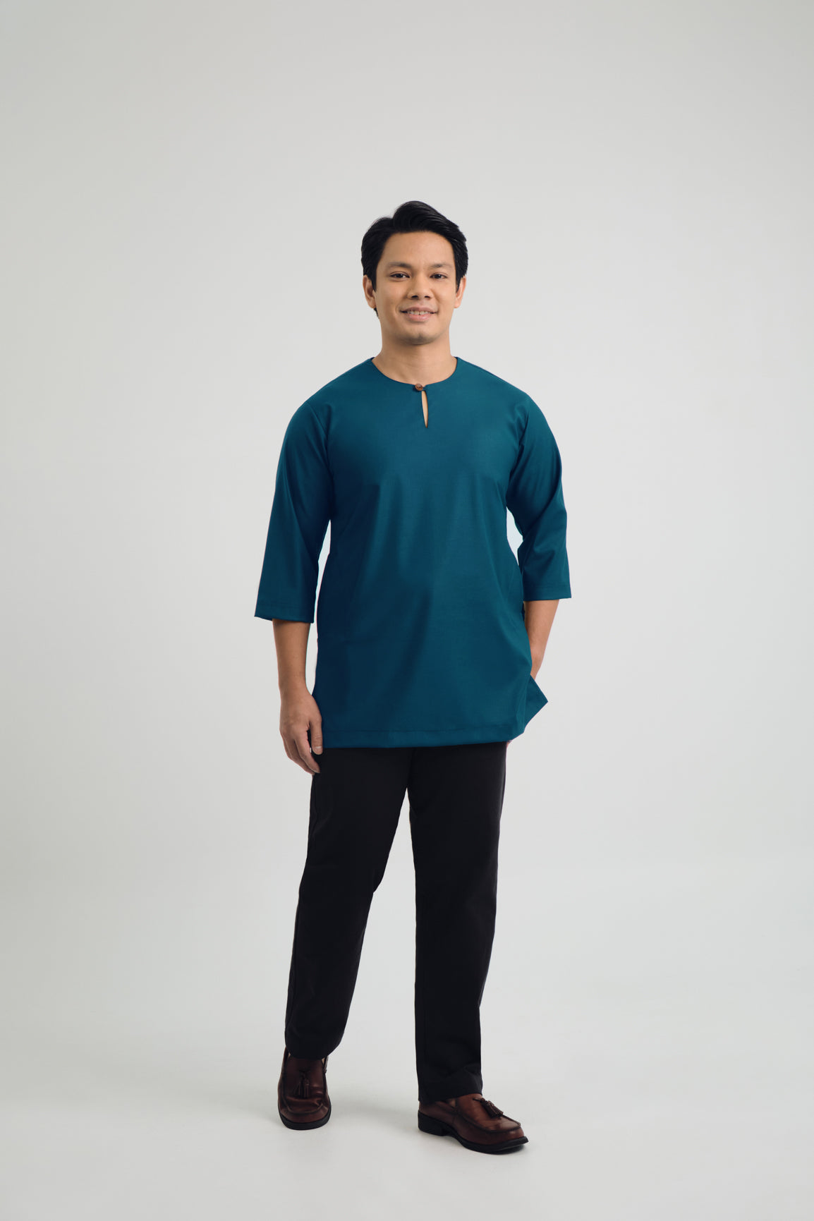 Patawali Three Quarter Sleeve Top - Deep Teal