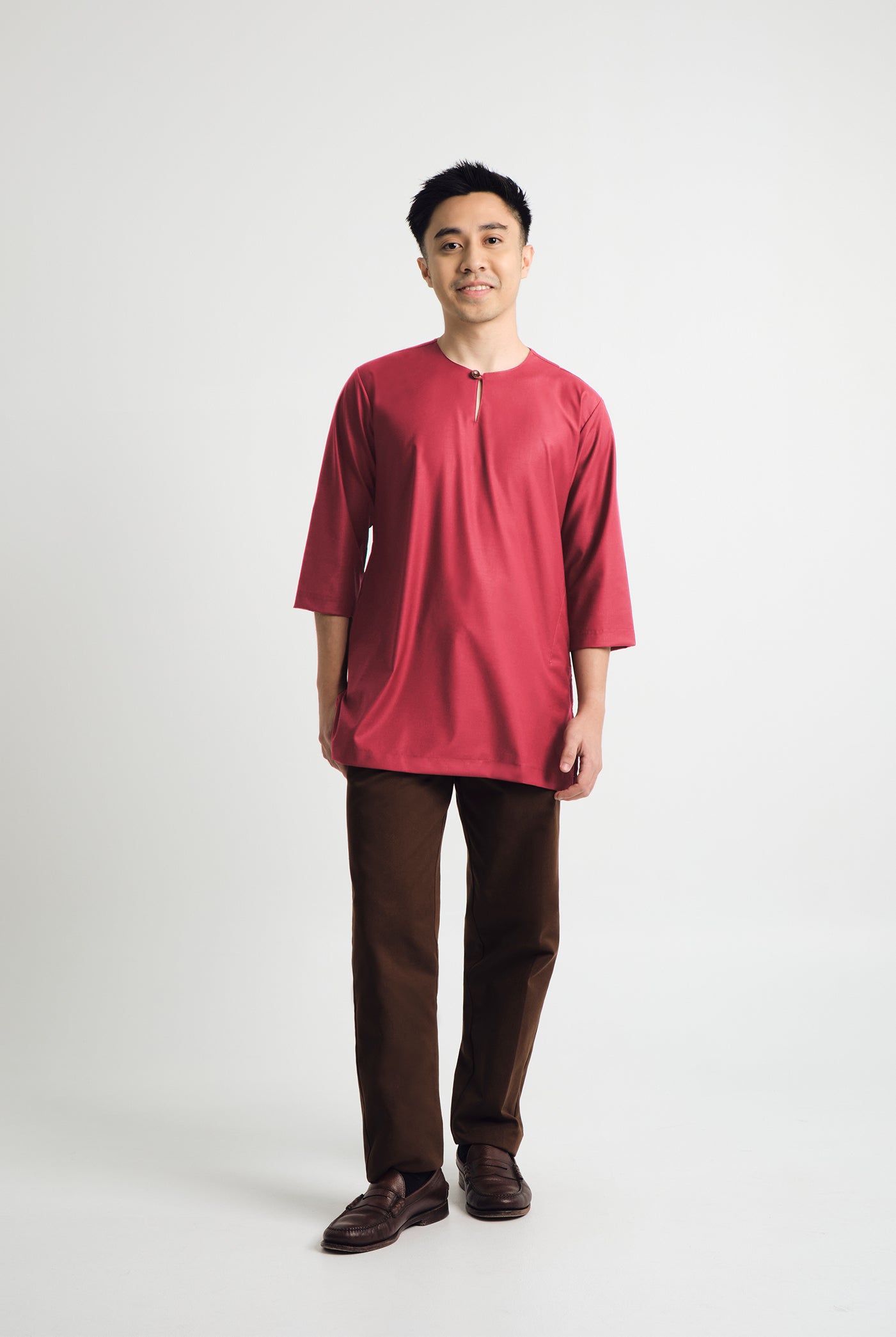 Patawali Three Quarter Sleeve Top - Rose Red
