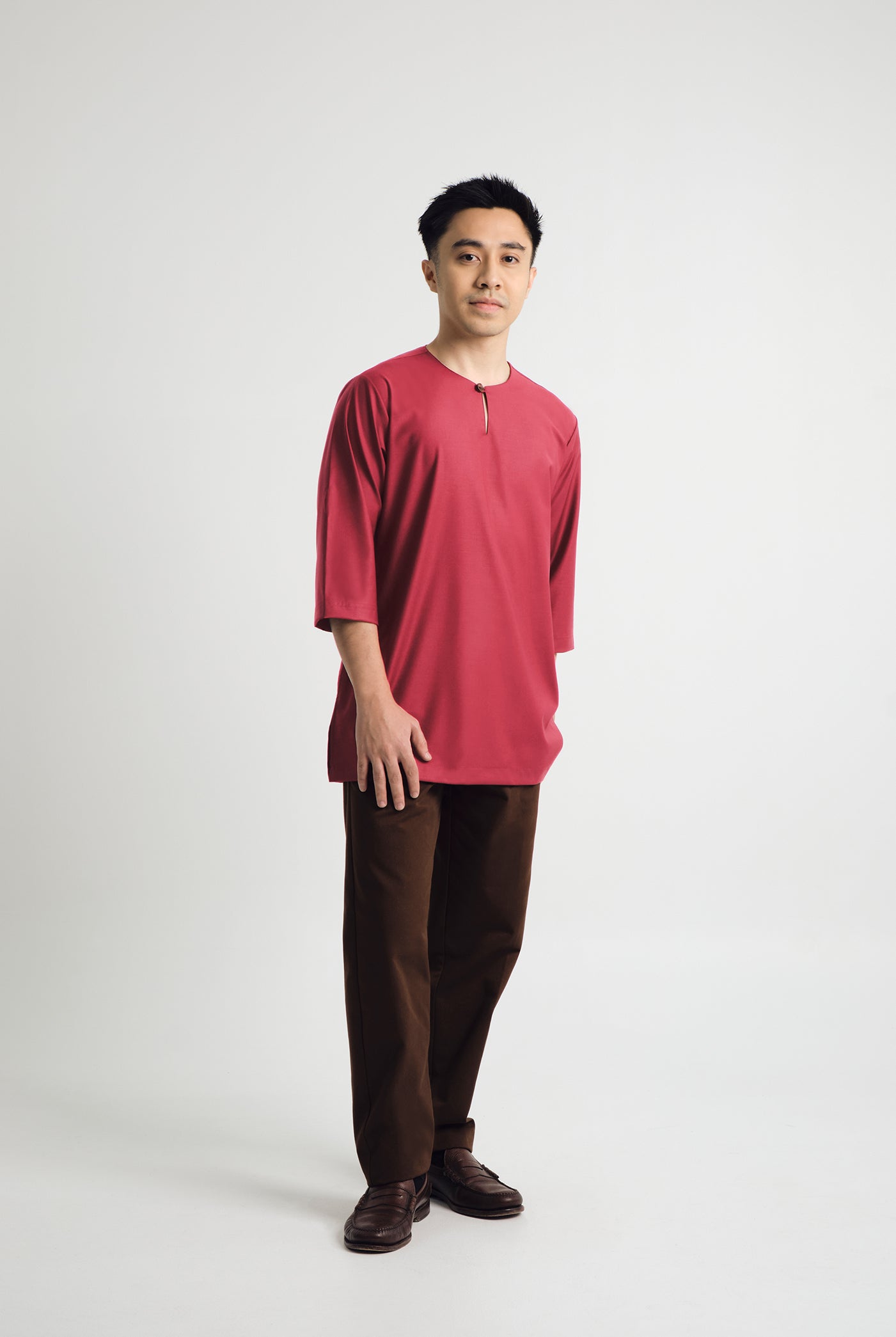 Patawali Three Quarter Sleeve Top - Rose Red