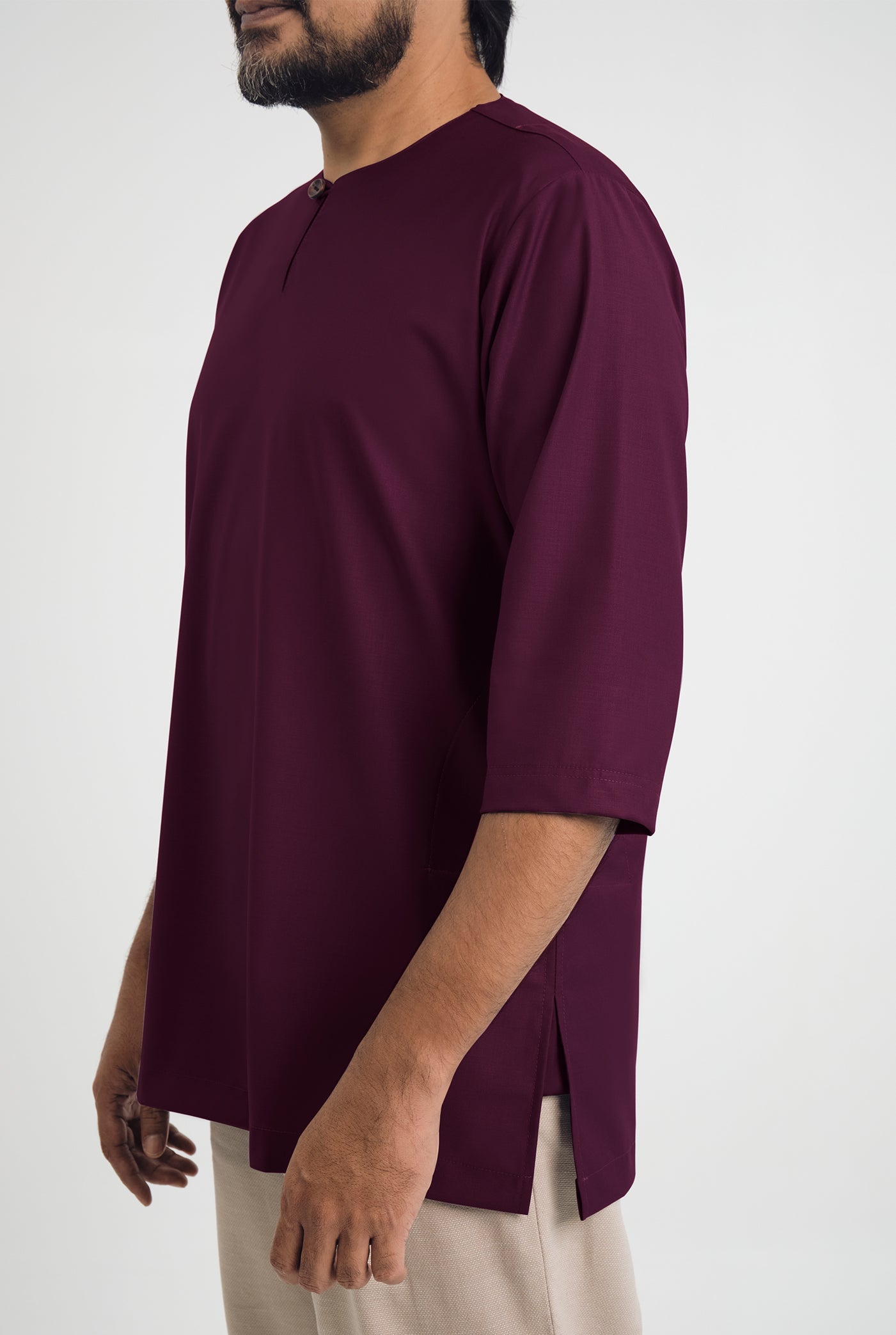 Patawali Three Quarter Sleeve Top - Purple Manggis
