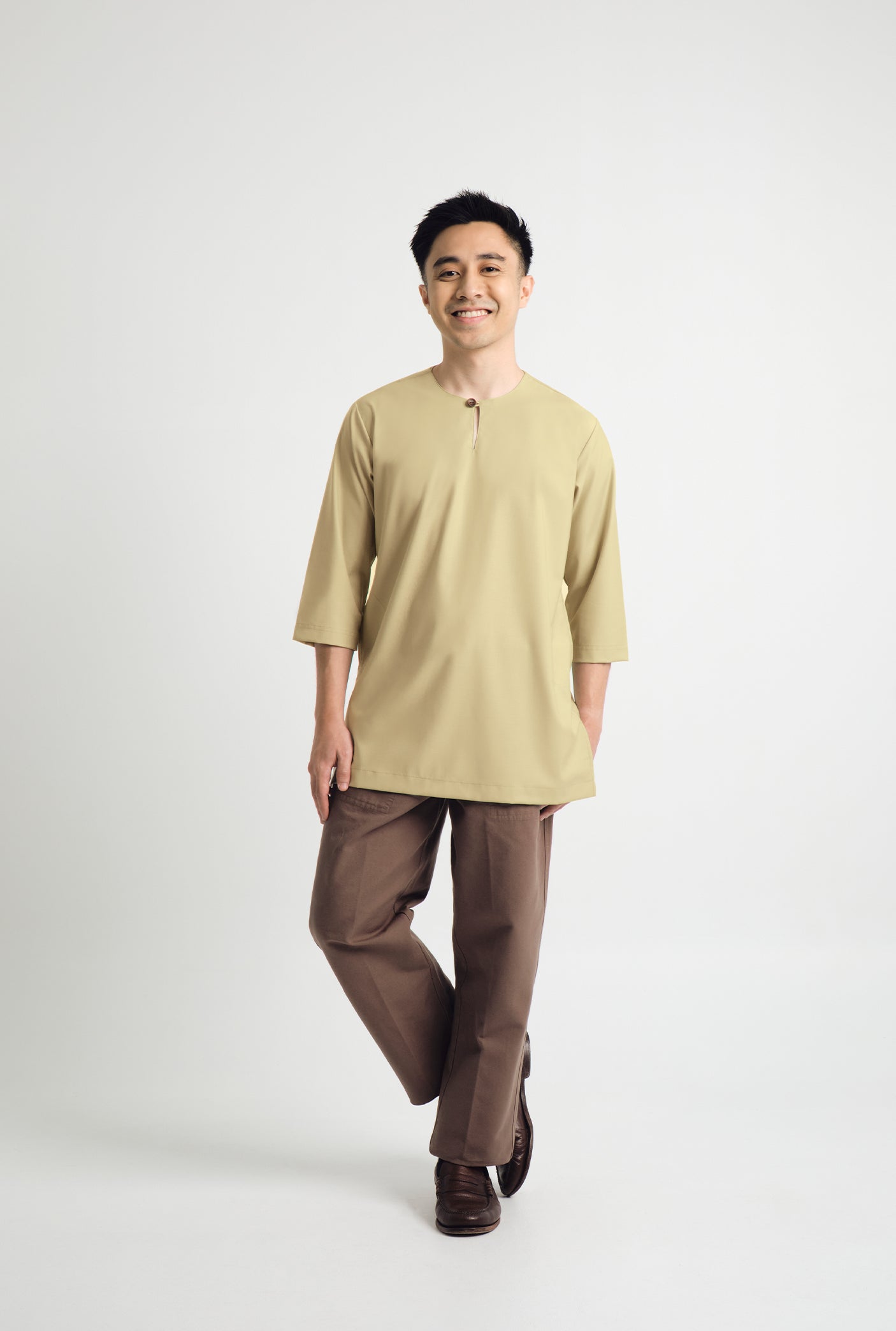 Patawali Three Quarter Sleeve Top - Buttermilk