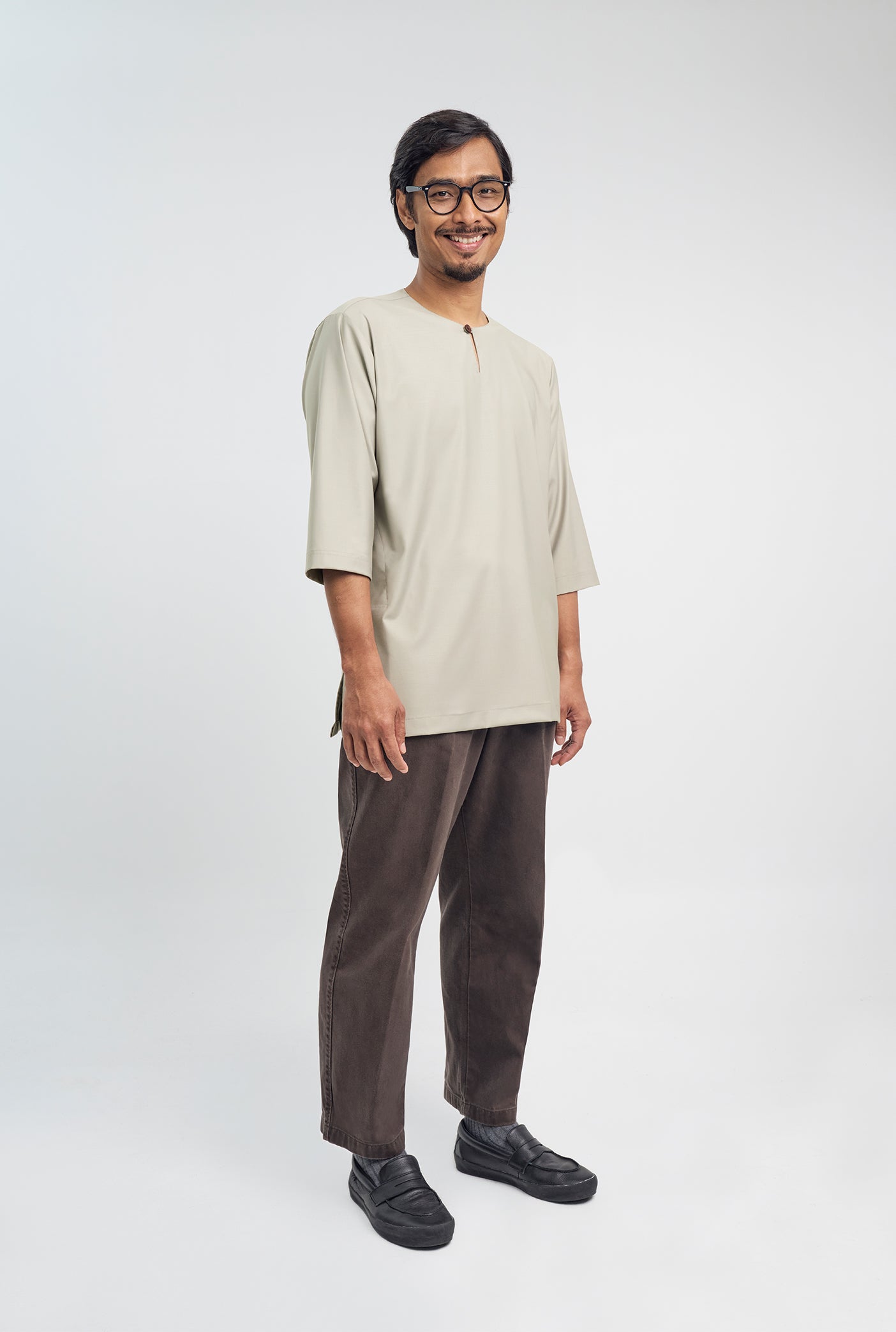 Patawali Three Quarter Sleeve Top - Light Taupe