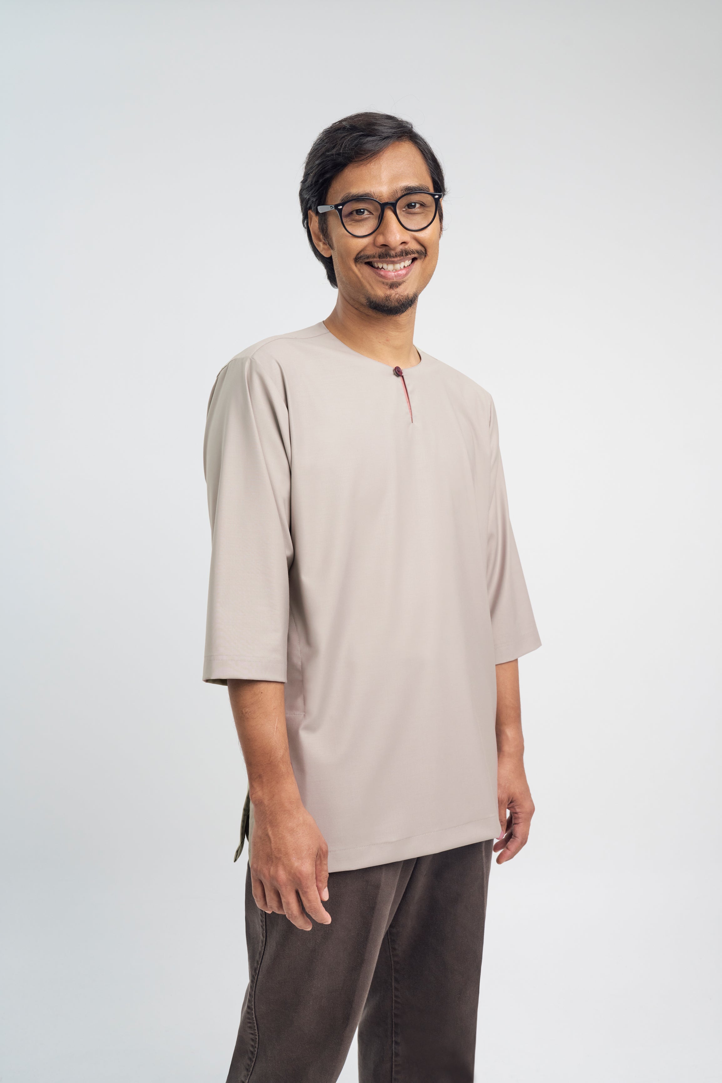 Patawali Three Quarter Sleeve Top - Light Taupe