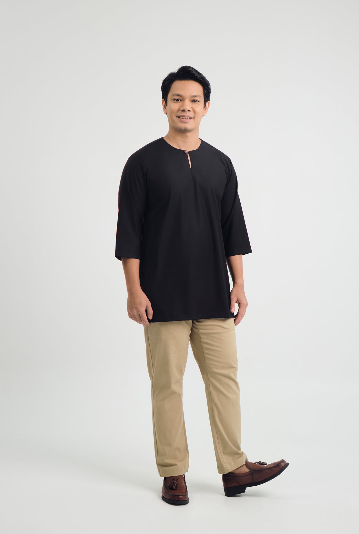 Patawali Three Quarter Sleeve Top - Opal Black