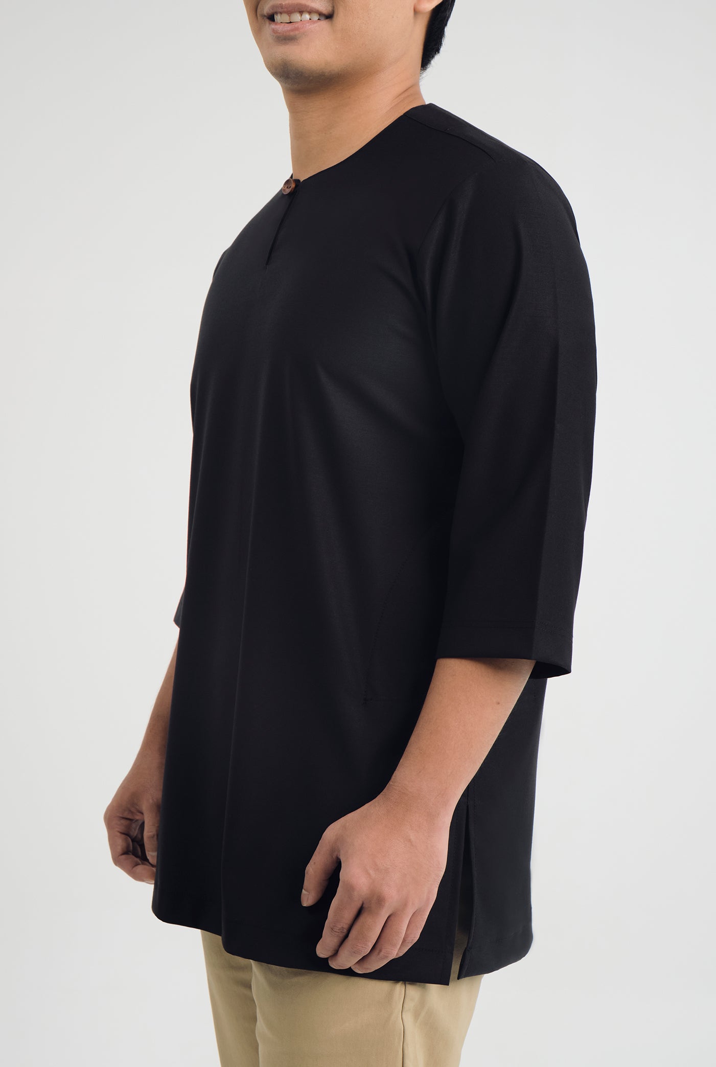 Patawali Three Quarter Sleeve Top - Opal Black