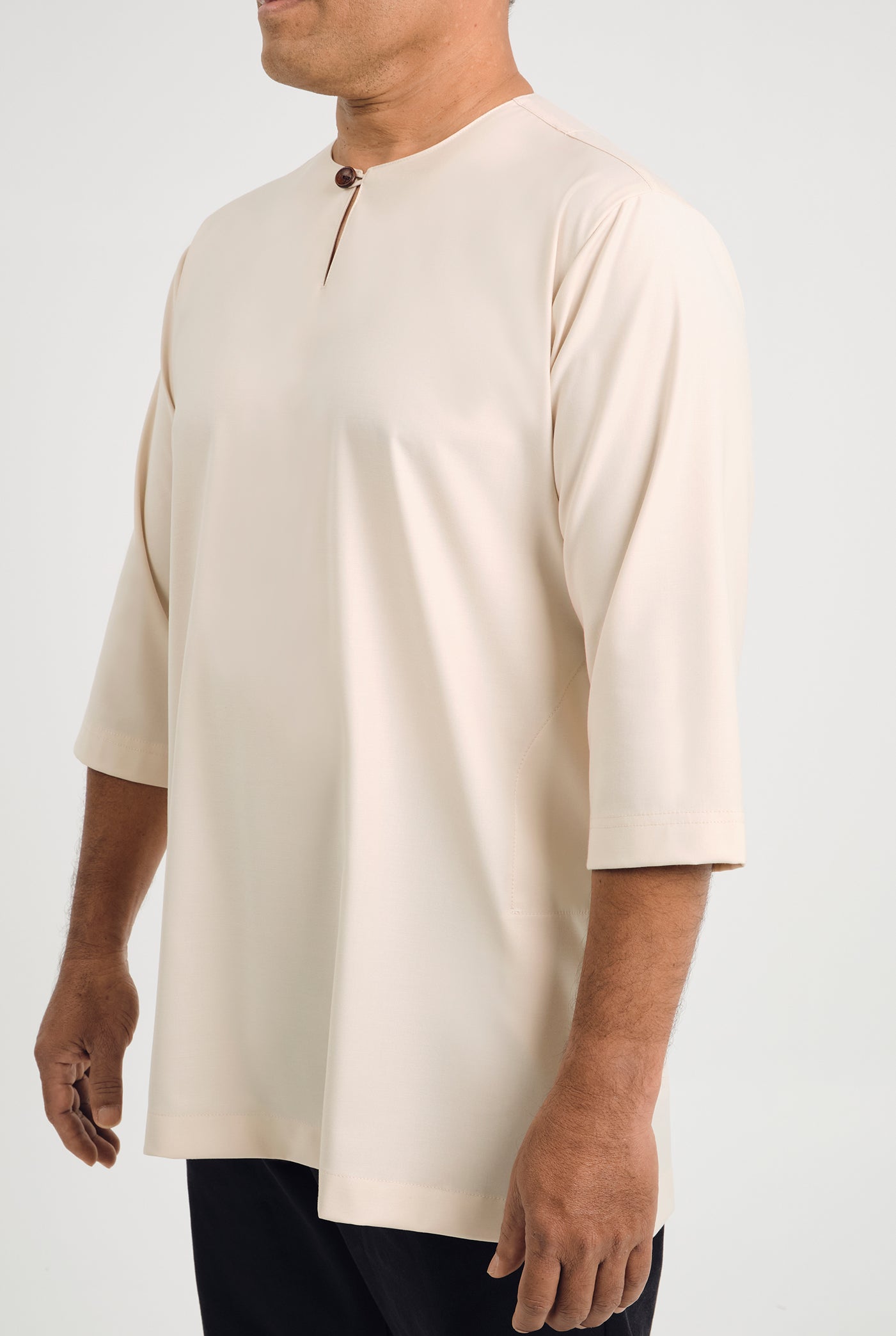 Patawali Three Quarter Sleeve Top - Ecru Beige