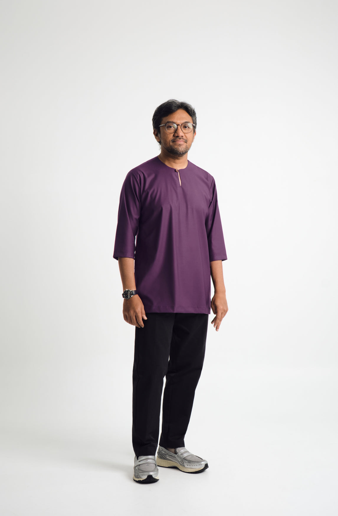 Patawali Three Quarter Sleeve Top - Dark Purple