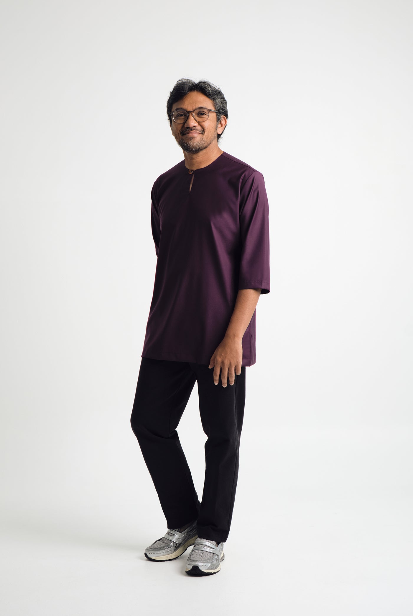 Patawali Three Quarter Sleeve Top - Dark Purple