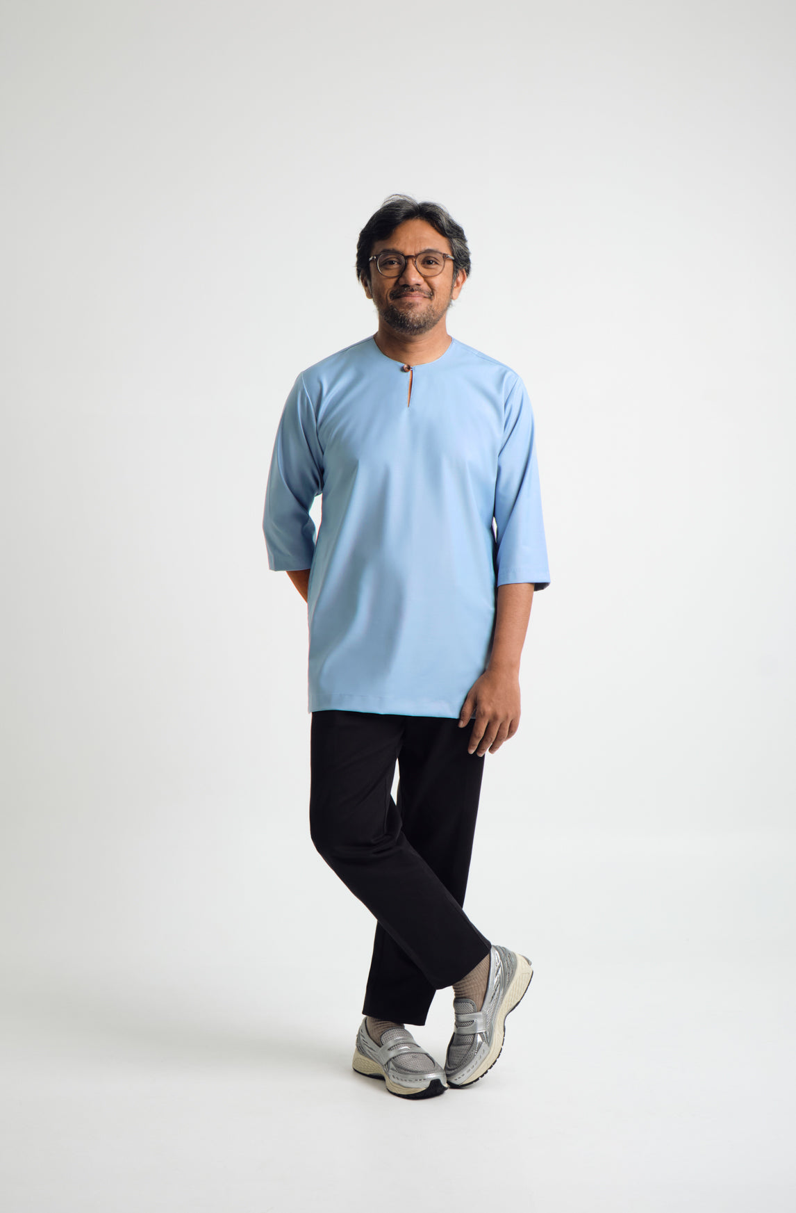 Patawali Three Quarter Sleeve Top - Light Blue