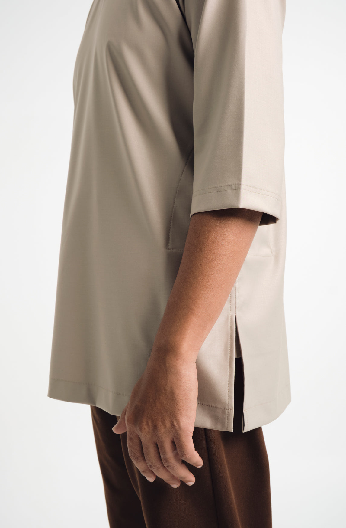 Patawali Three Quarter Sleeve Top - Light Olive