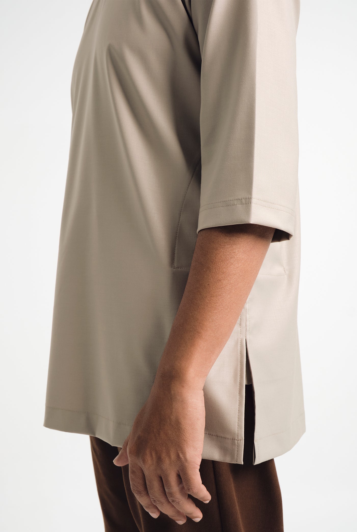 Patawali Three Quarter Sleeve Top - Light Olive