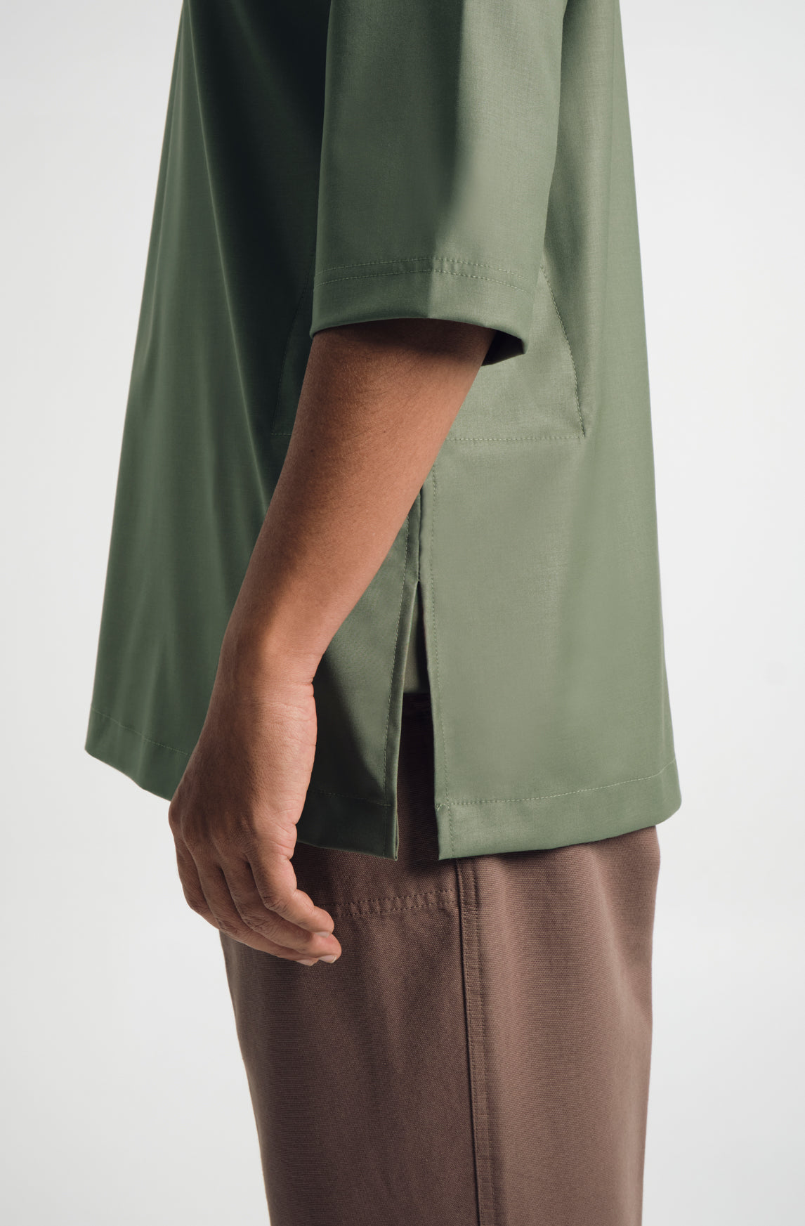 Patawali Three Quarter Sleeve Top - Pickle Green