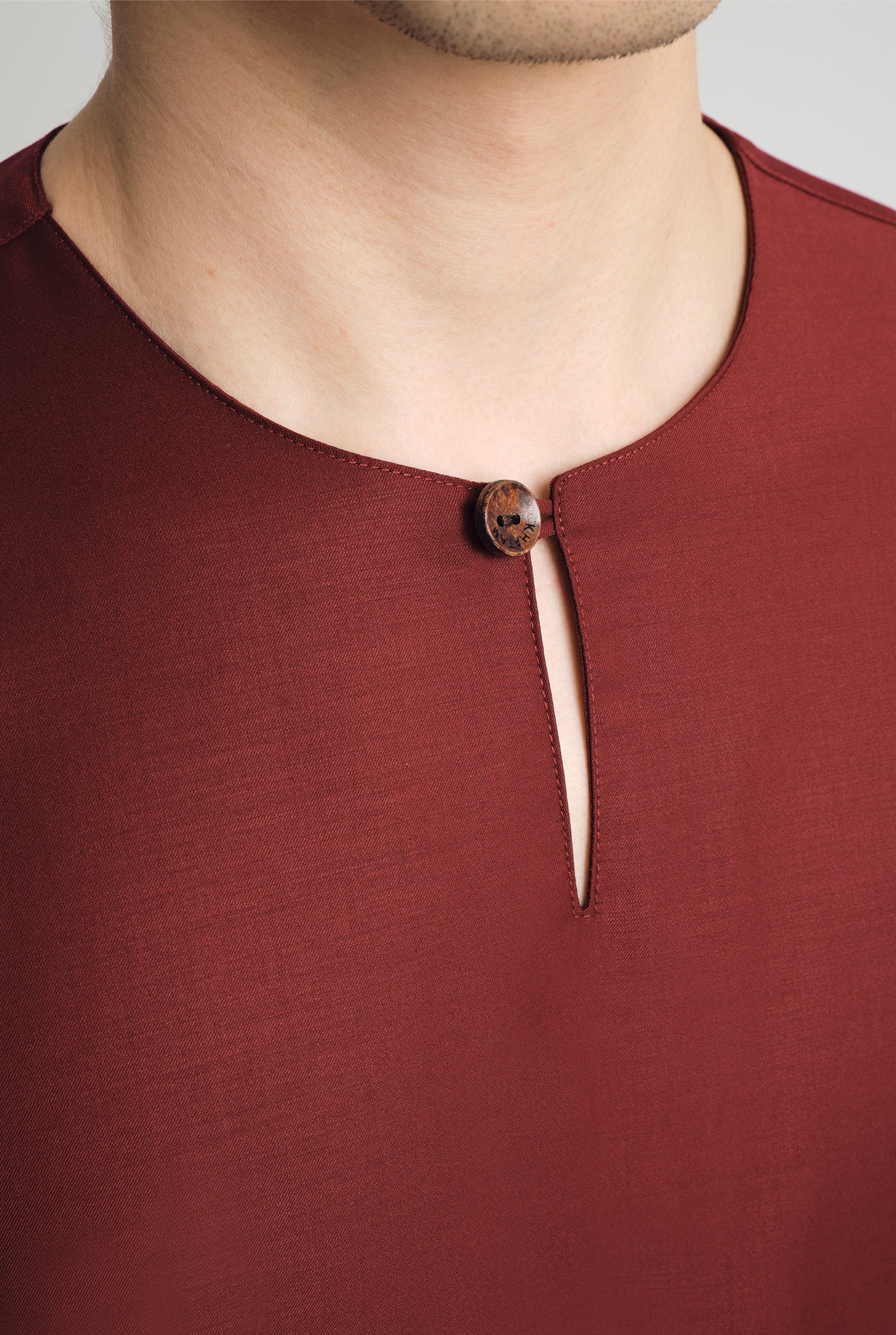 Patawali Three Quarter Sleeve Top - Mahogany Red