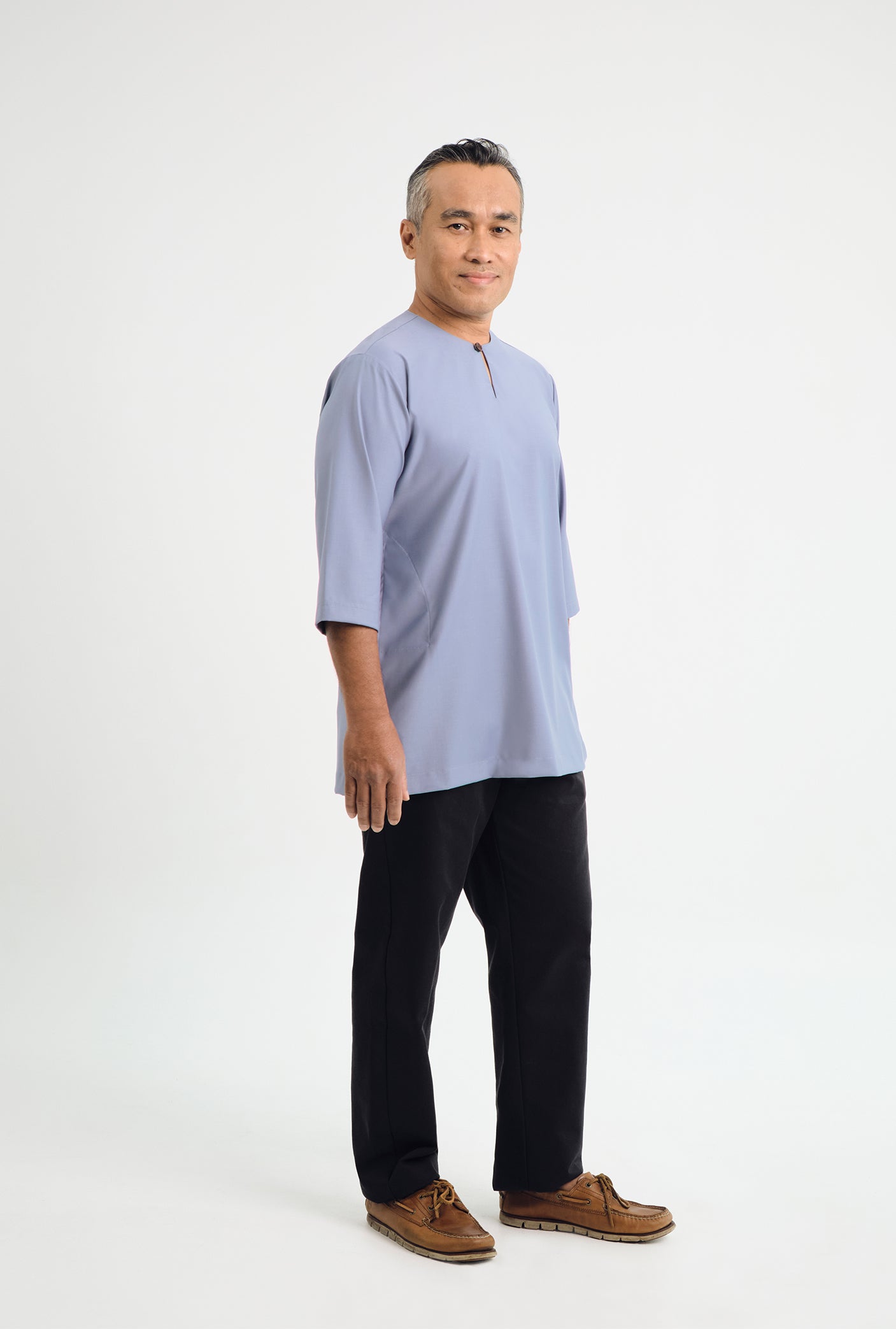 Patawali Three Quarter Sleeve Top - Stone Blue