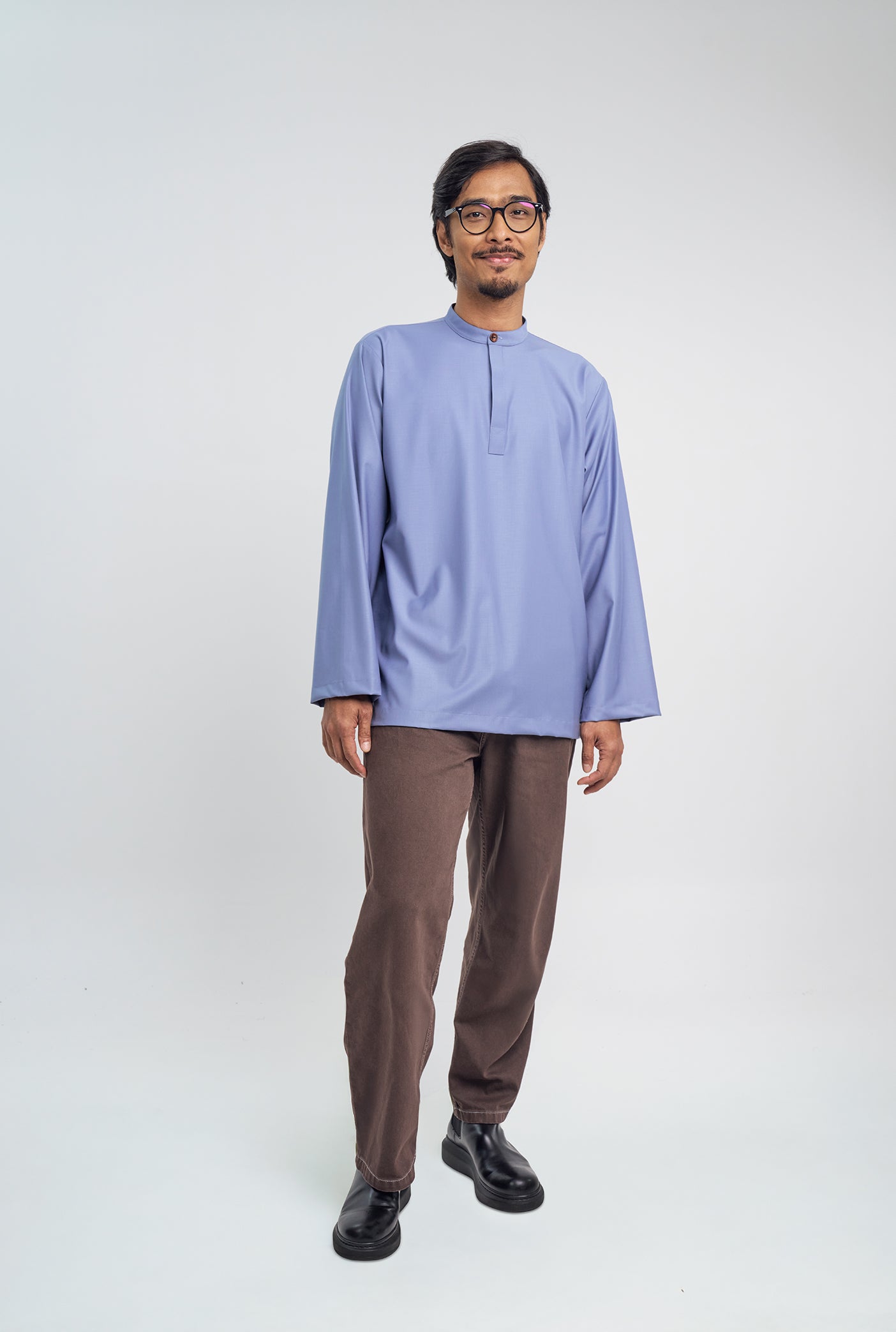 Patawali Collared Top - Stone Blue