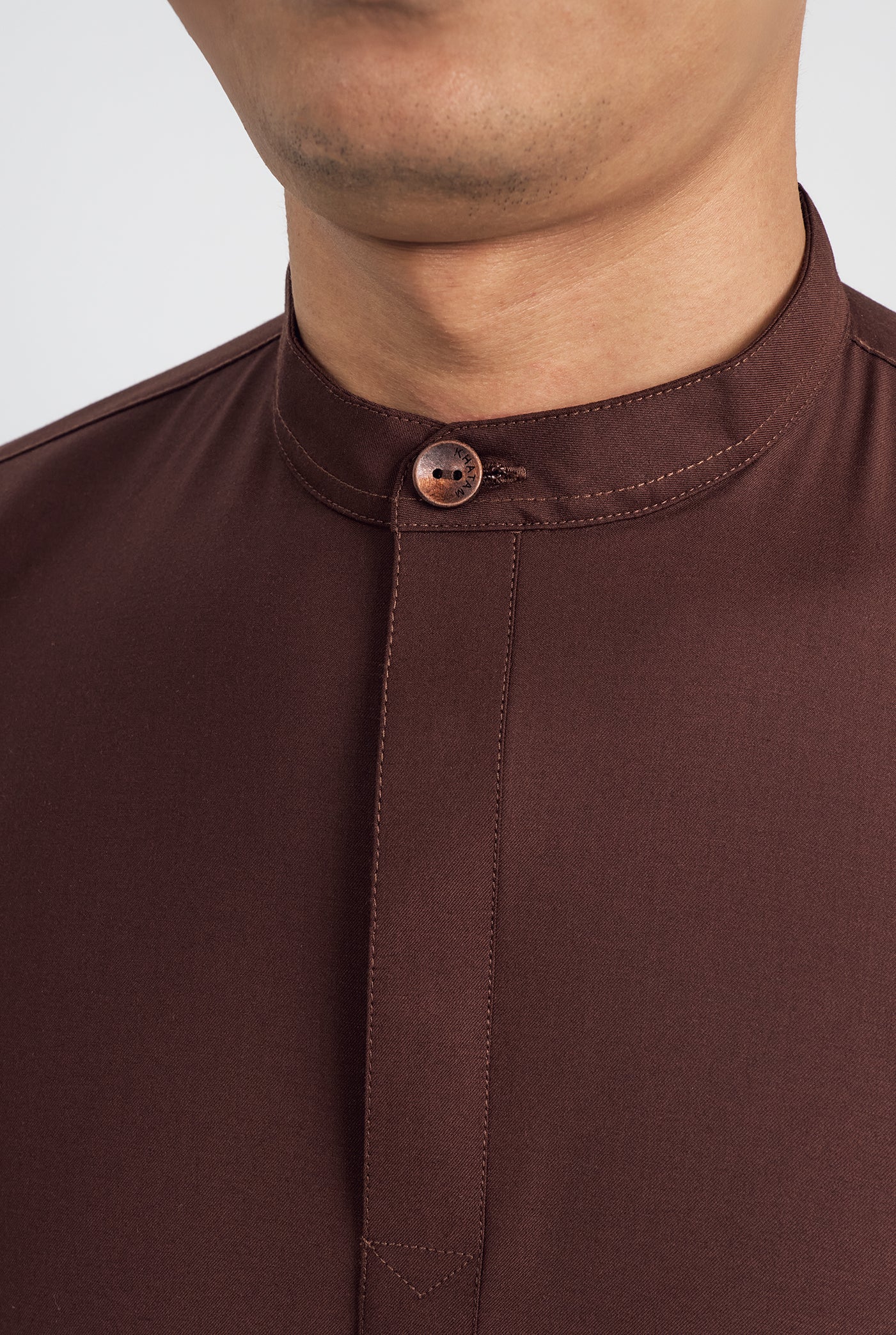Patawali Collared Top - Dark Brown