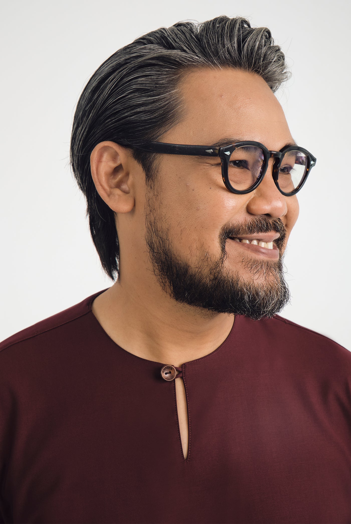 Patawali Three Quarter Sleeve Top - Burgundy Red