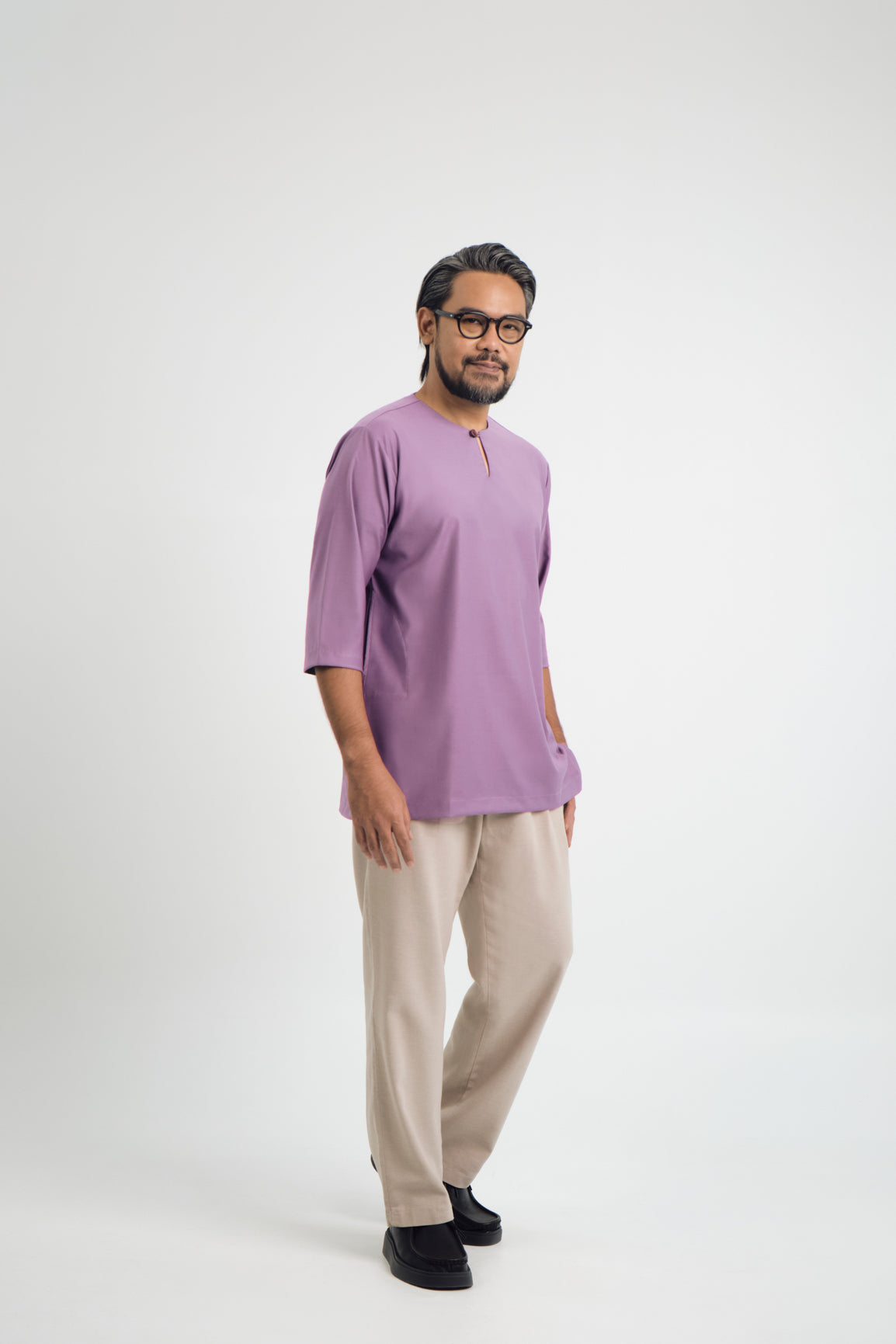 Patawali Three Quarter Sleeve Top - Dusty Lilac