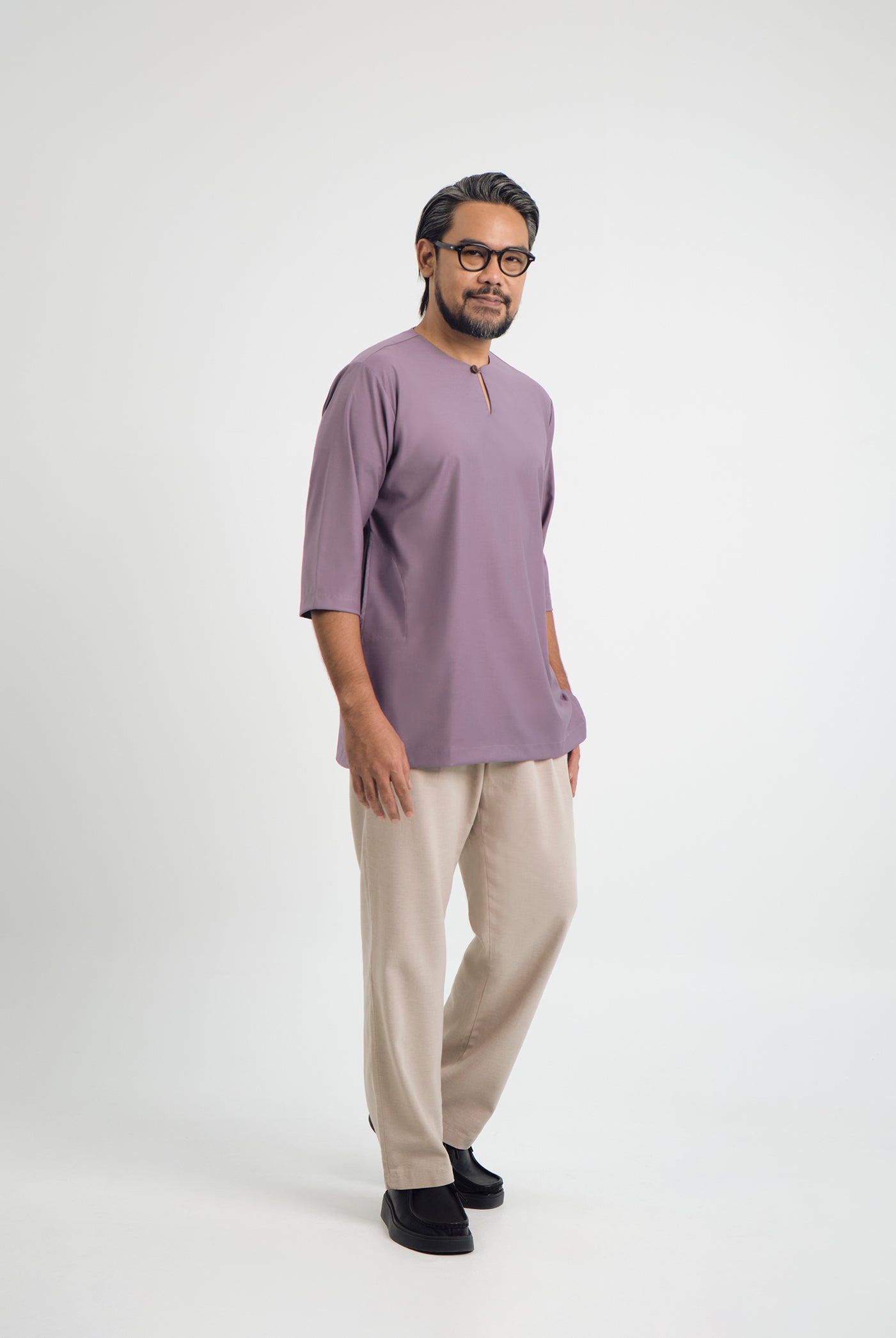 Patawali Three Quarter Sleeve Top - Dusty Lilac