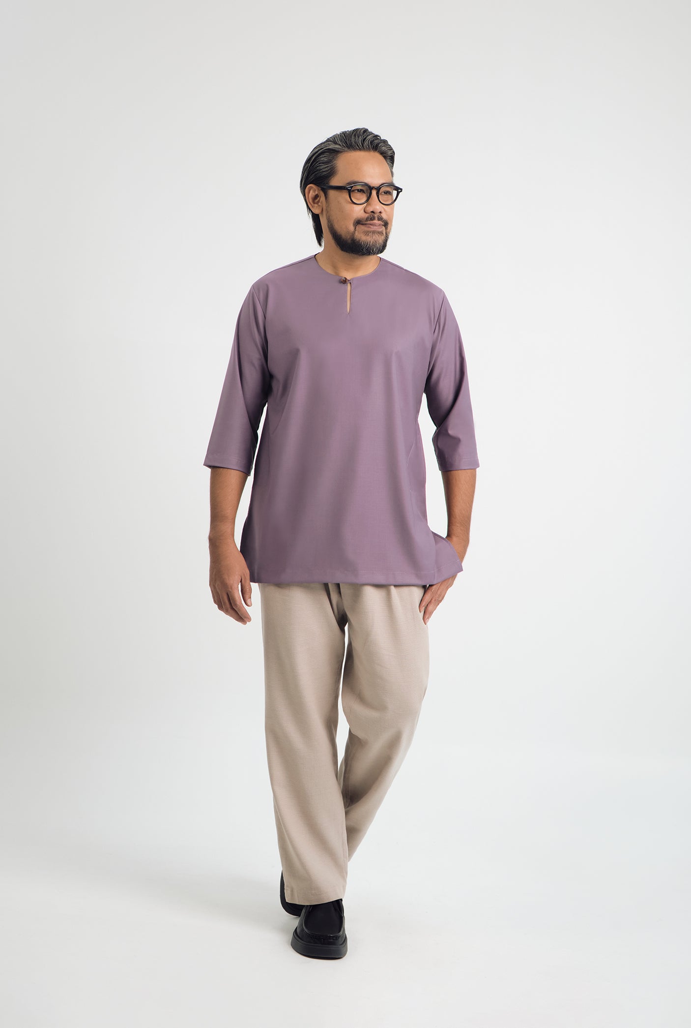 Patawali Three Quarter Sleeve Top - Dusty Lilac