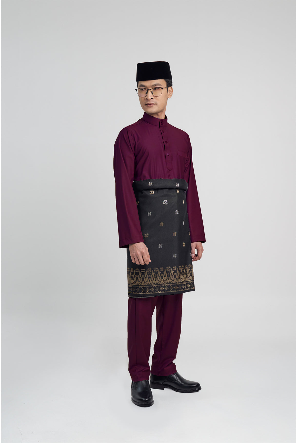 Patawali Modern Fit Baju Melayu Cekak Musang - Purple Manggis
