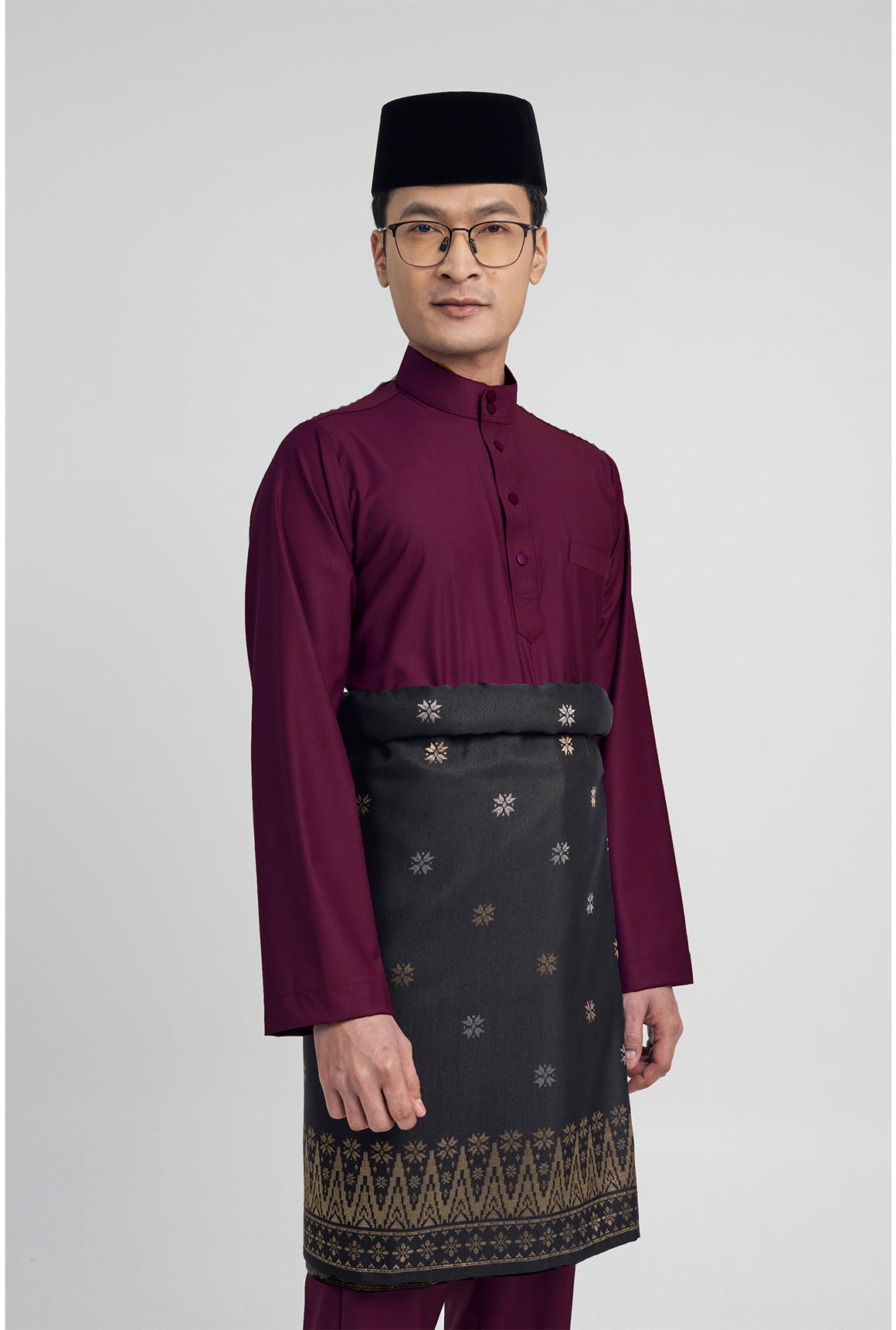 Patawali Modern Fit Baju Melayu Cekak Musang - Purple Manggis