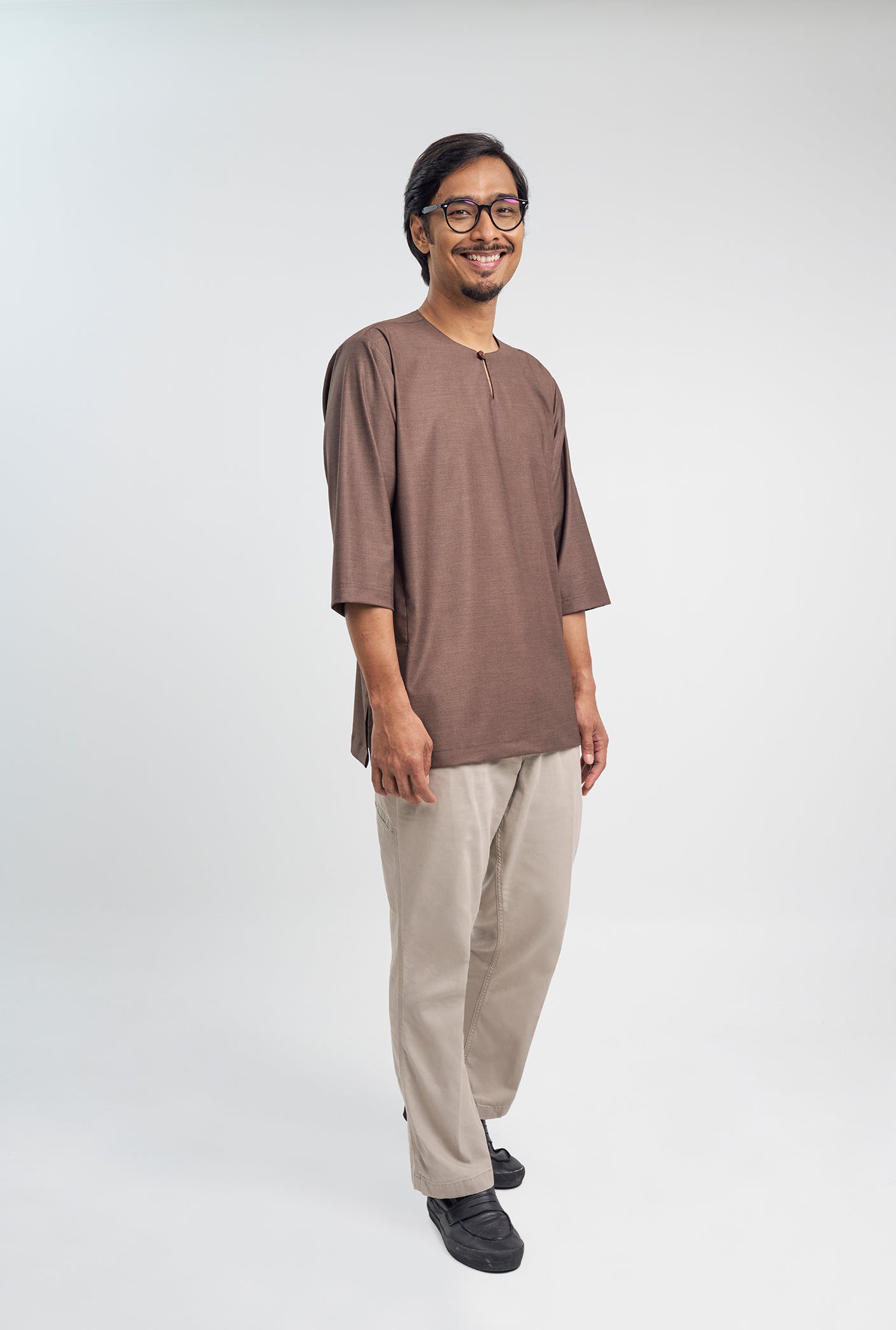 Patawali Three Quarter Sleeve Top - Espresso