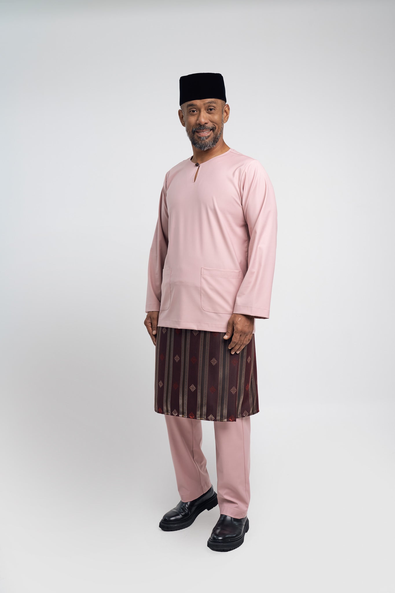 Patawali Modern Fit Baju Melayu Teluk Belanga - Soft Pink