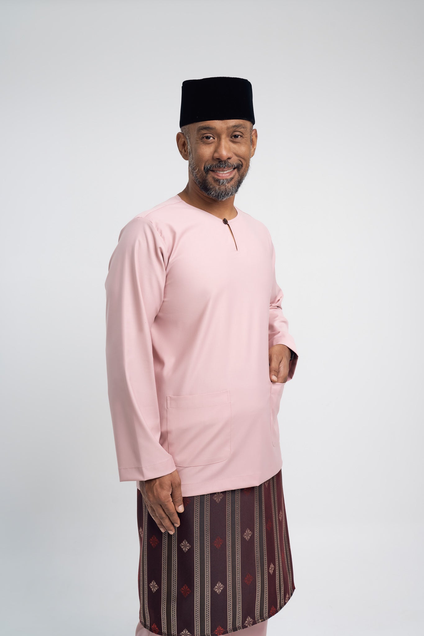 Patawali Modern Fit Baju Melayu Teluk Belanga - Soft Pink