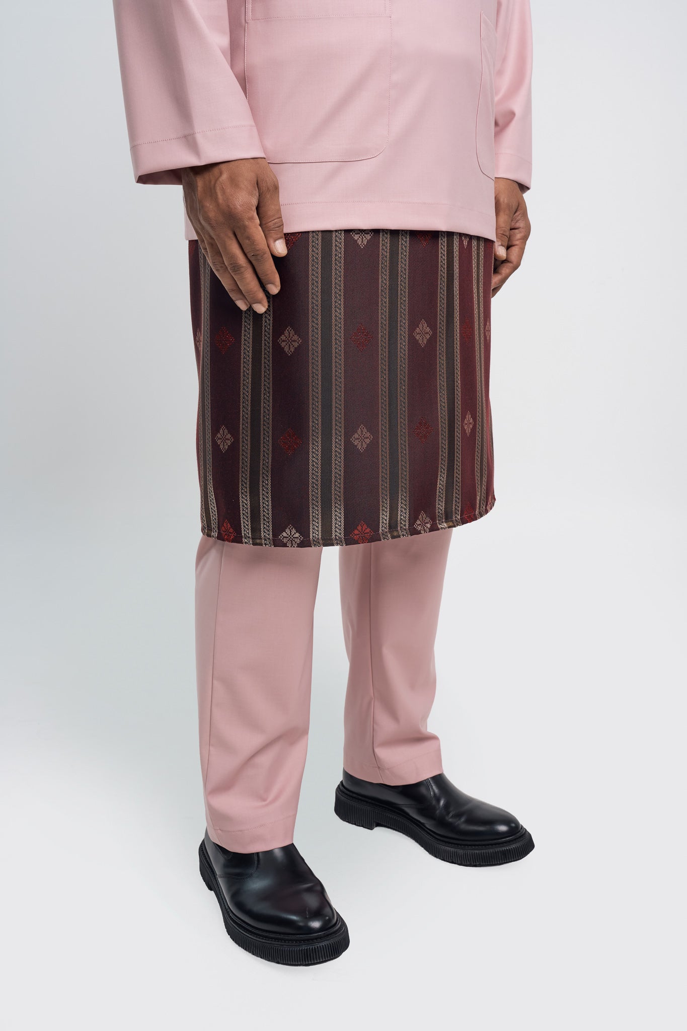 Patawali Modern Fit Baju Melayu Teluk Belanga - Soft Pink