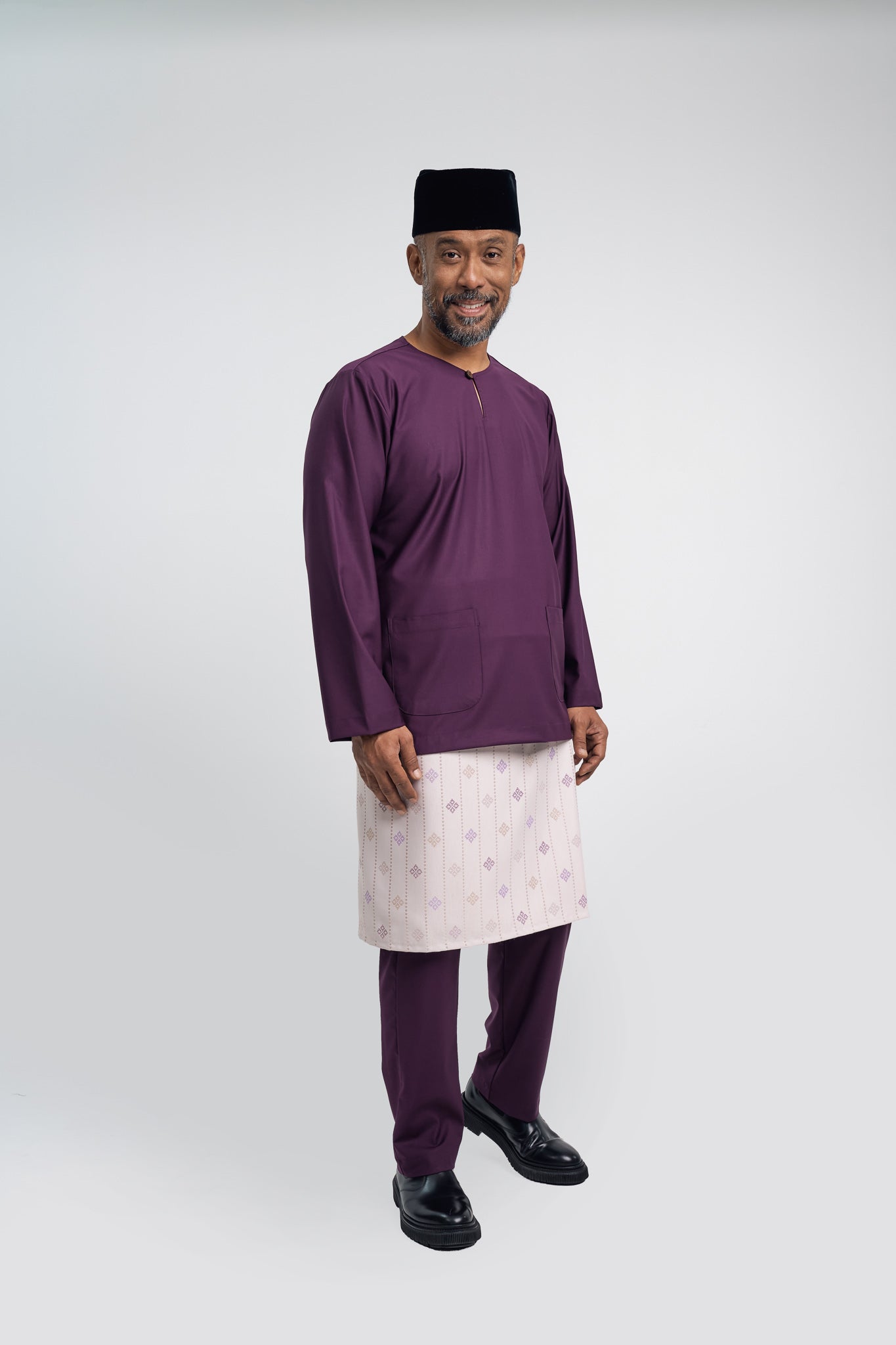 Patawali Modern Fit Baju Melayu Teluk Belanga - Dark Purple